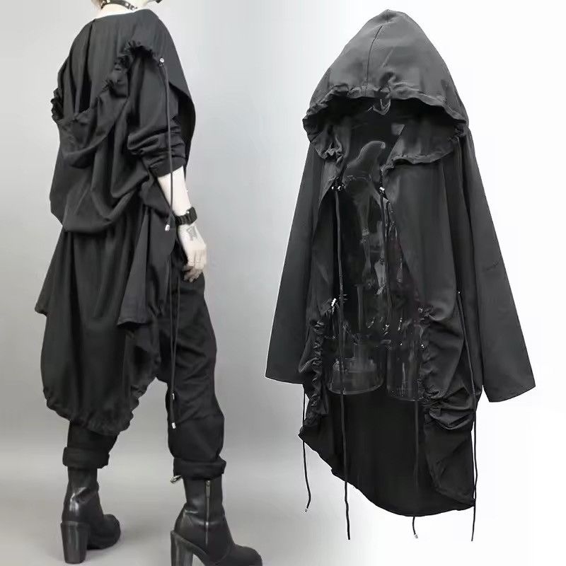 Japanese Brand Hip Hop Punk Trench Coat Hooded Cloak Size US L / EU 52-54 / 3 - 1 Thumbnail