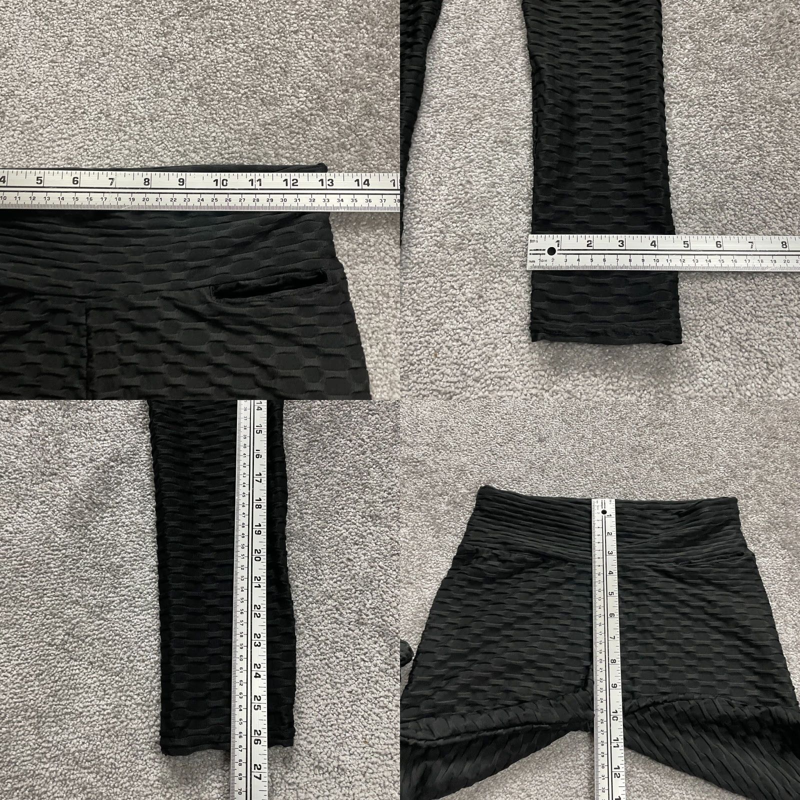 Shein VINTAGE SheIn Compression Leggings Womens S Black Textured Active Athletic Gym 26x26 Size 28" / US 6 / IT 42 - 8 Thumbnail