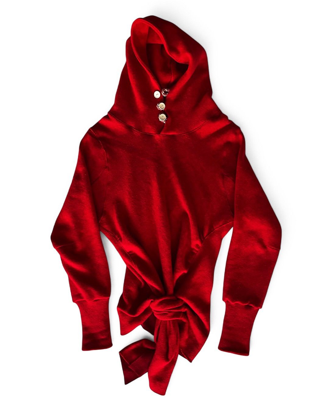 Knot Hoodie in red wool jersey