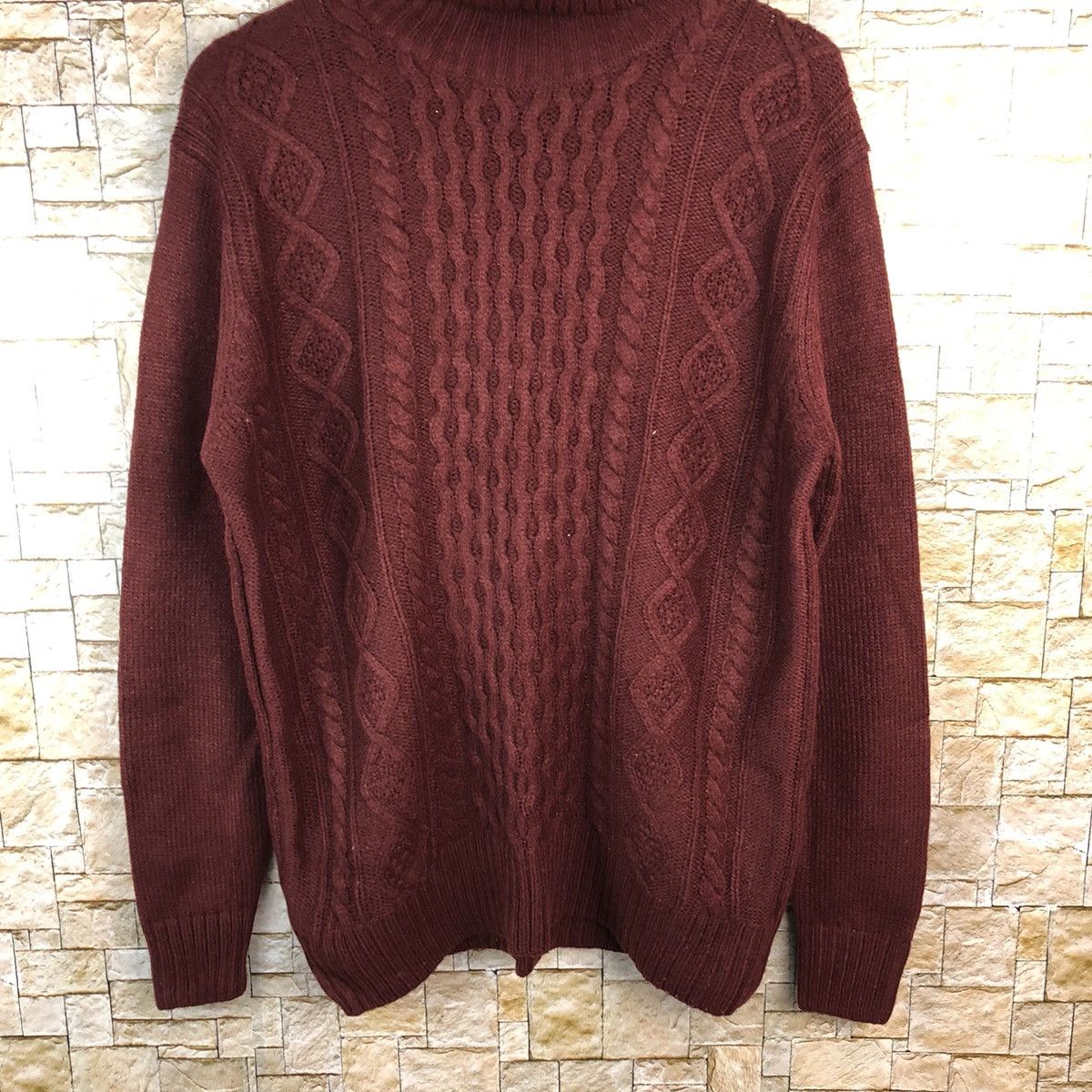 Aran Isles Knitwear × Homespun Knitwear × Japanese Brand GU Maroon Knitwear #A1192 Size US L / EU 52-54 / 3 - 3 Thumbnail