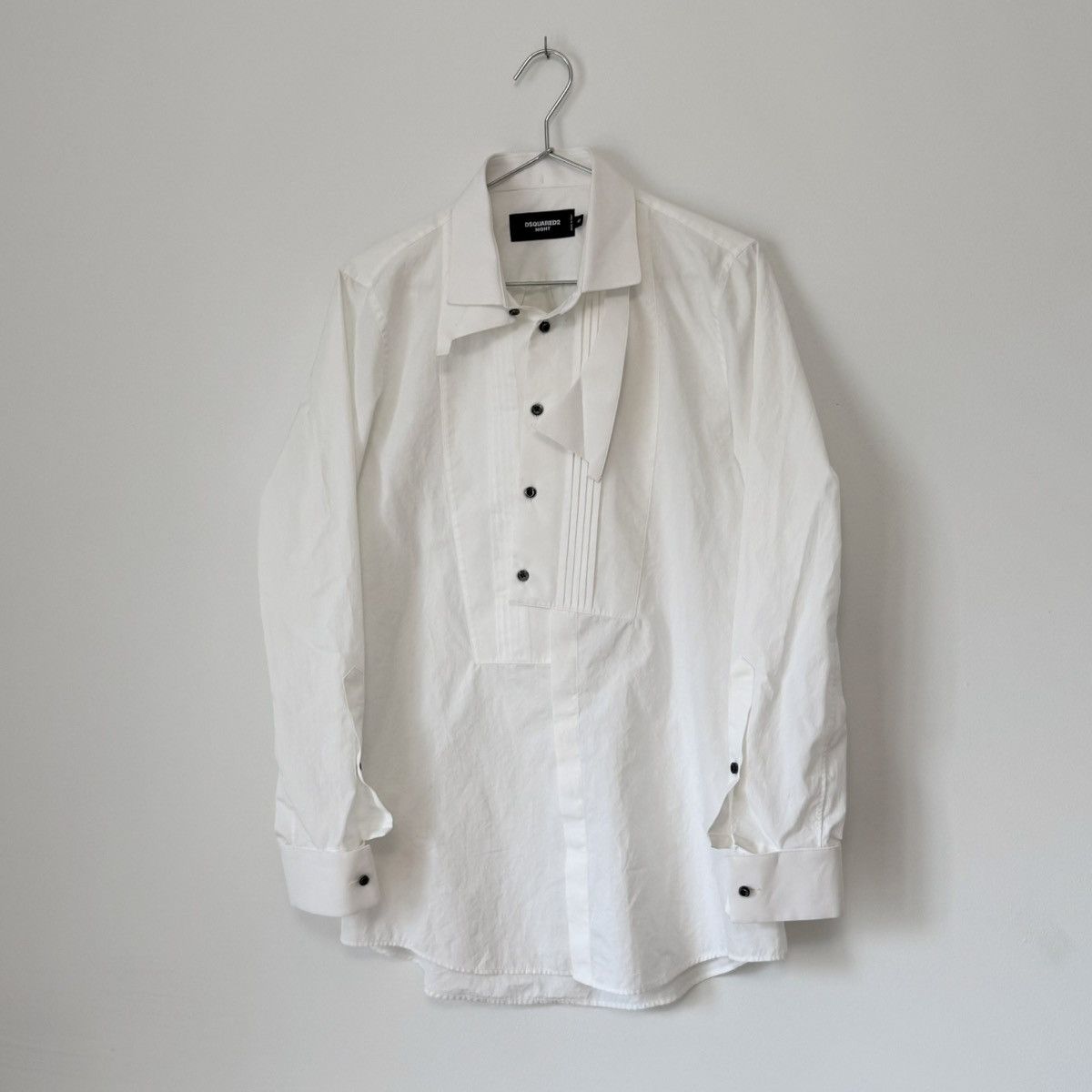 Dsquared2 Asymmetrical Button Pleated Tuxedo Dress Shirt