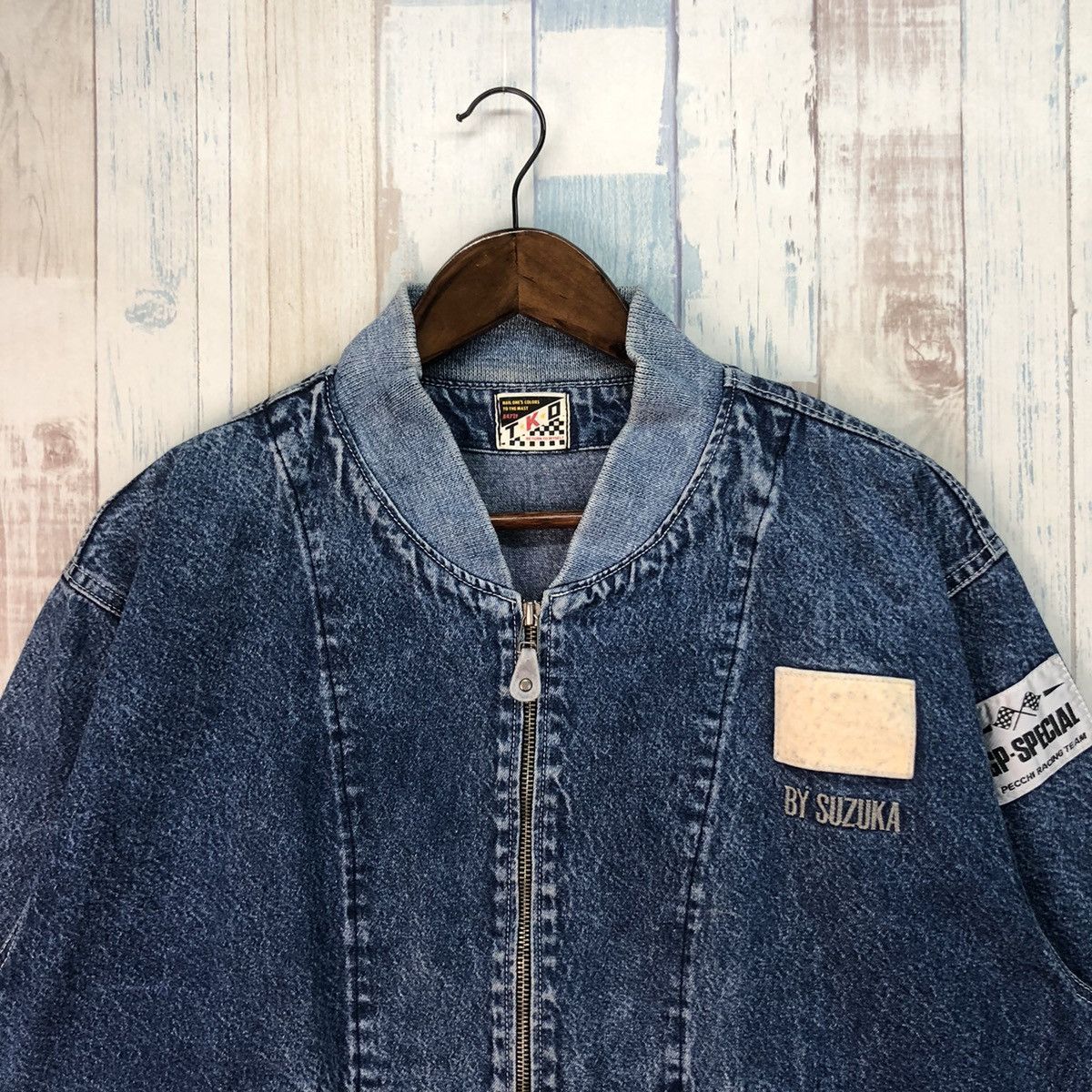 Vintage Vintage GP-Special Pecchi Racing Team Bomber Denim Jacket Size US XL / EU 56 / 4 - 3 Thumbnail