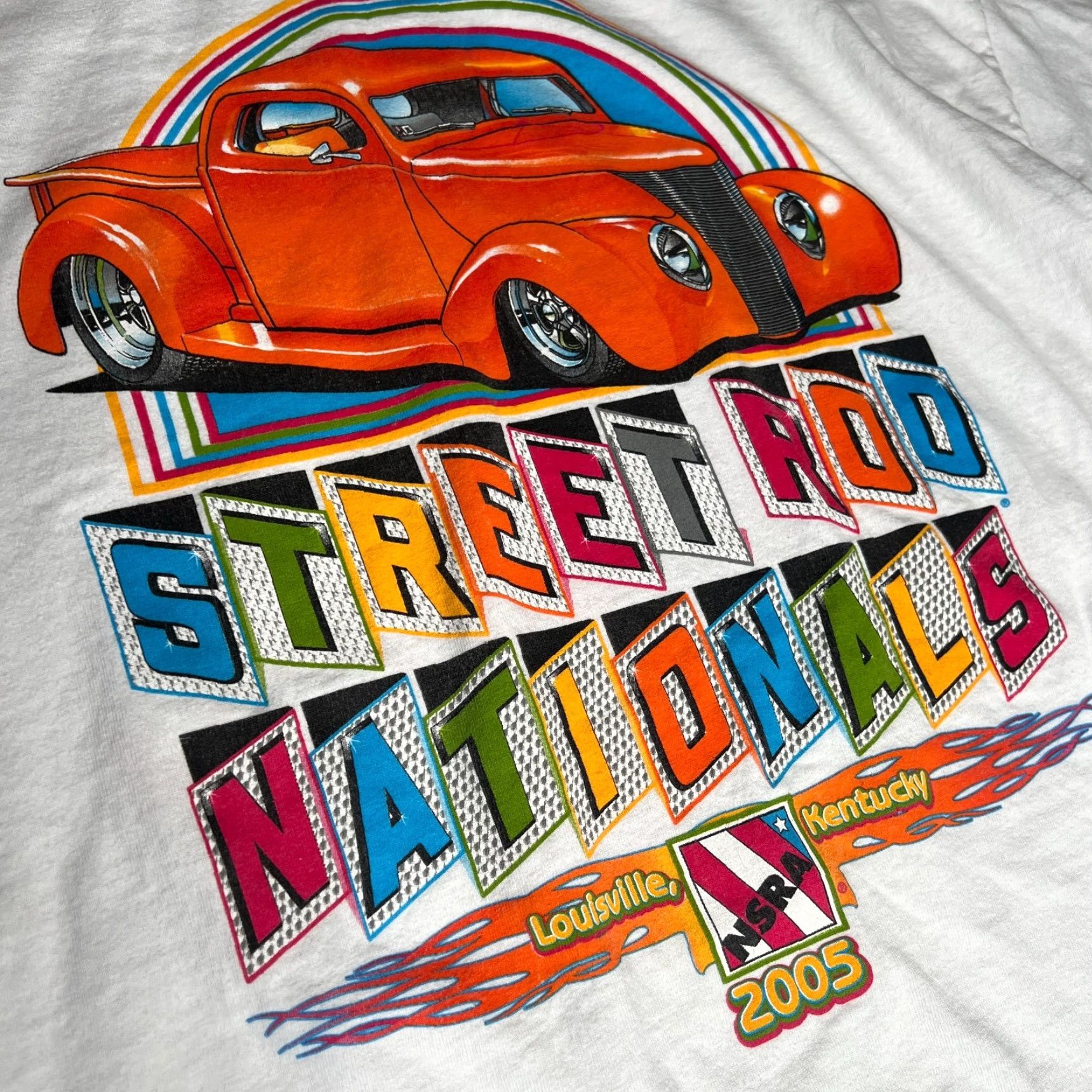 Fruit Of The Loom VINTAGE Fruit of the Loom T-Shirt Classic Car Street Rod Nationals White XL Men Cotton Crew Neck Short Sleeve Car Theme 2005 Size US XL / EU 56 / 4 - 6 Thumbnail