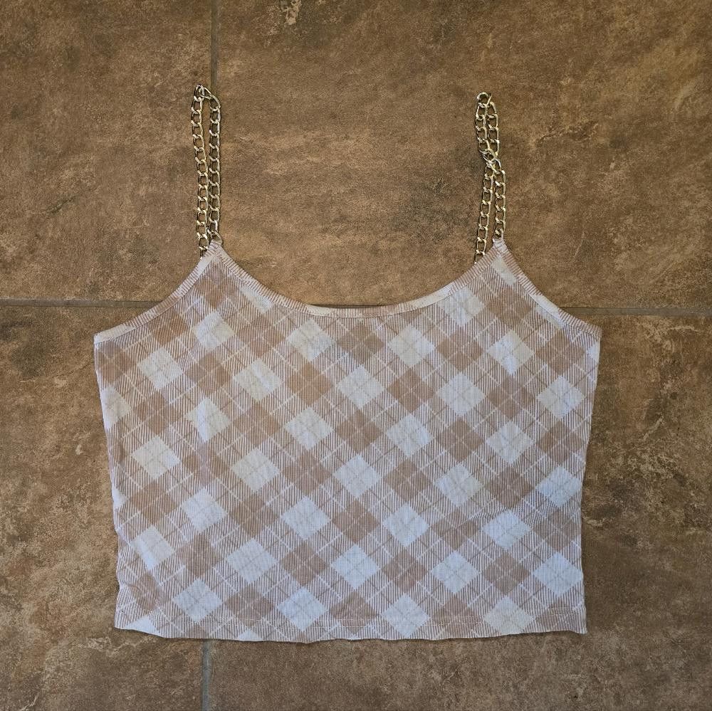 Designer Nude Plaid FR Cropped Tank Size XL / US 12-14 / IT 48-50 - 1 Thumbnail