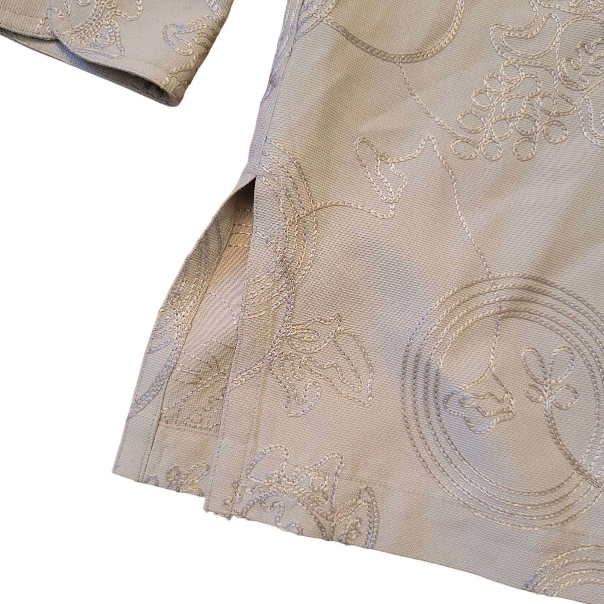 Chicos Chicos Design 3 Beige Embroidered Button Up Silk Blouse Size XL / US 12-14 / IT 48-50 - 10 Thumbnail