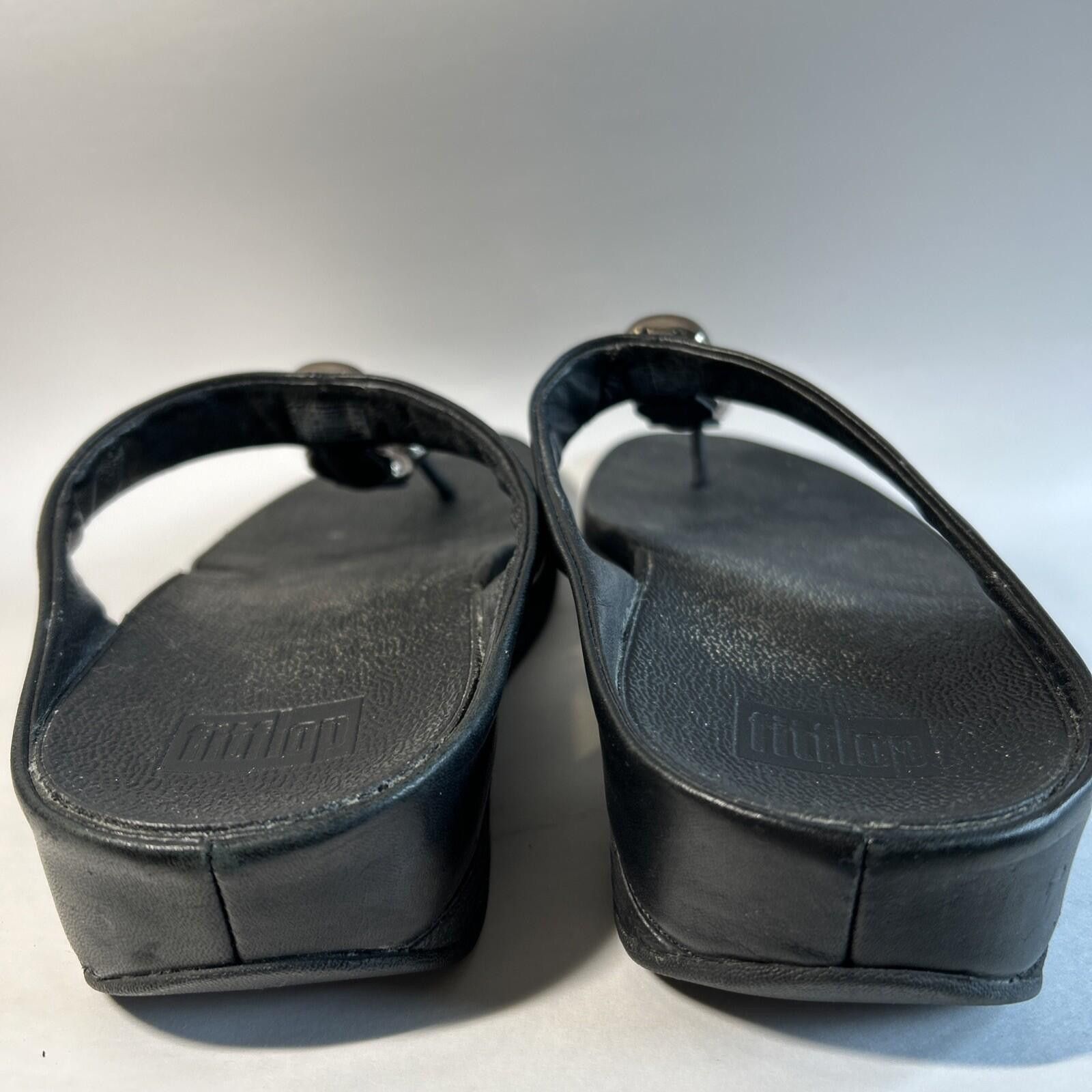 Other FitFlop Womens Rola Sandals Size 10 Black Thong Beaded Low Size US 10 / IT 40 - 5 Thumbnail