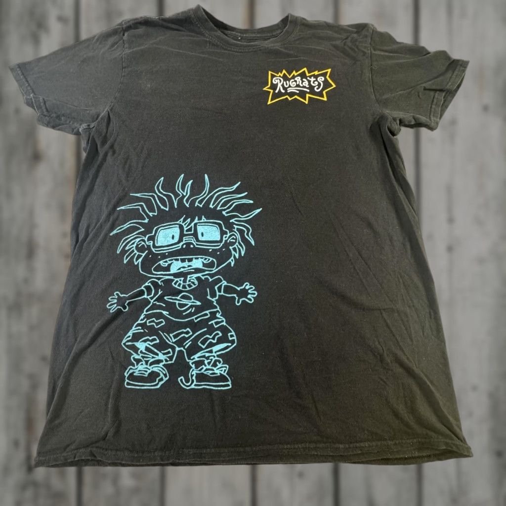 Nickelodeon VINTAGE Rugrats Shirt Mens Large Black Chuckie Reptar 1991 Cartoon Graphic Tee 90s Size US L / EU 52-54 / 3 - 1 Thumbnail