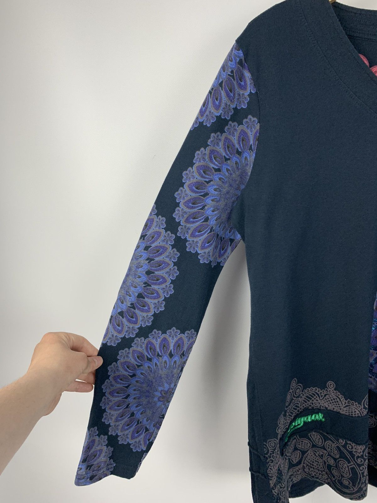 Desigual Vintage Y2K Desigual Floral Pattern Long Sleeve T-Shirt Blue Size XL / US 12-14 / IT 48-50 - 4 Thumbnail
