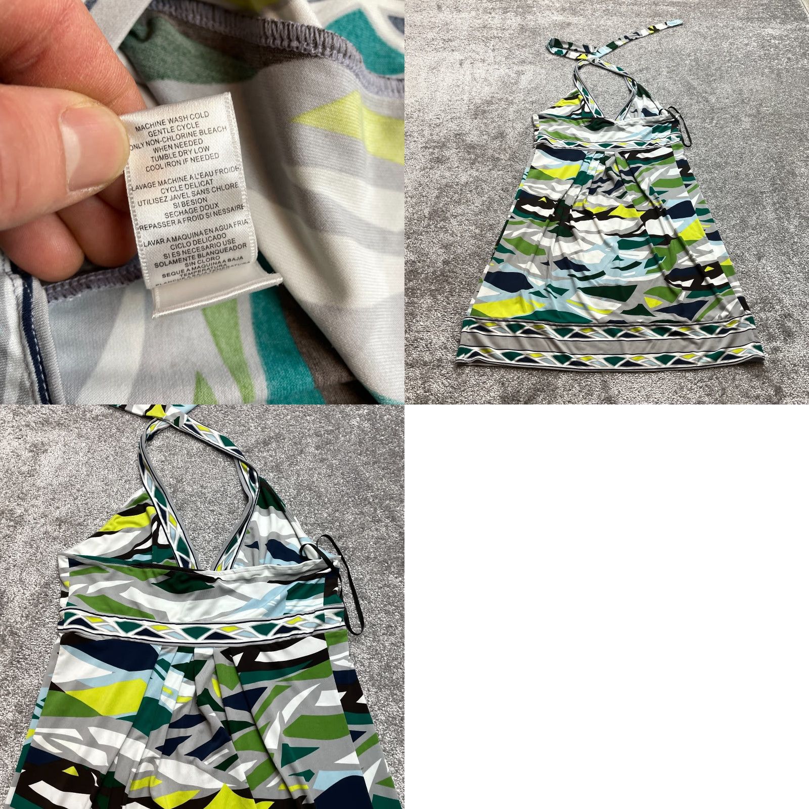 Bcbgmaxazria BCBGMAXAZRIA Halter Shift Dress Womens L Gray Green Midi Sleeveless Size L / US 10 / IT 46 - 8 Thumbnail