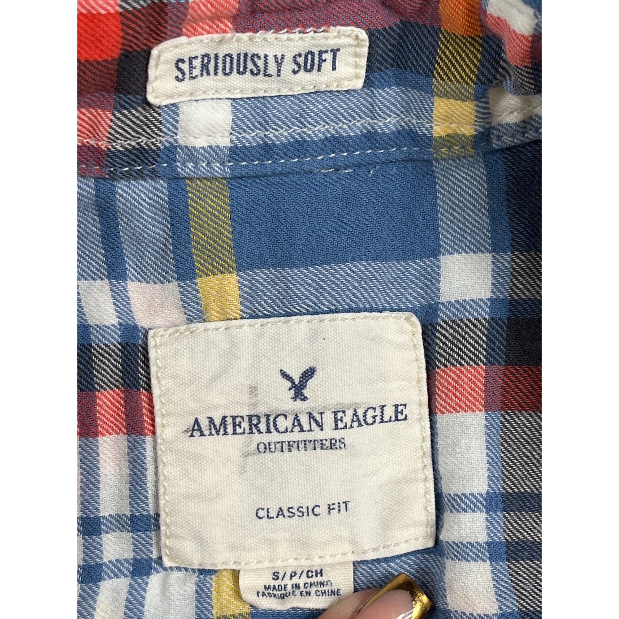 American Eagle Outfitters American Eagle SKU 7696 Mens Casual Button Up Plaid Shirt Si Size US S / EU 44-46 / 1 - 10 Thumbnail
