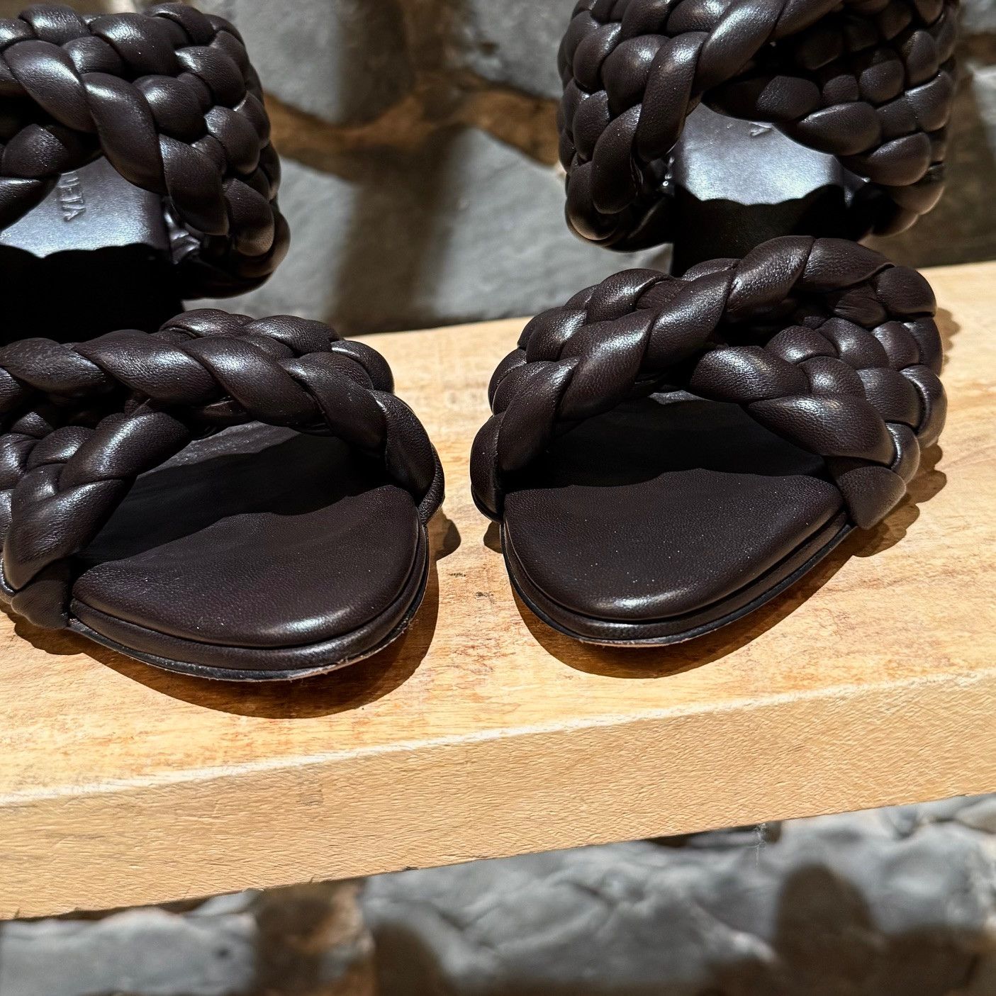 Bottega Veneta Bottega Veneta Brown Leather Woven The Curve Heeled Sandals Size US 6 / IT 36 - 12 Thumbnail