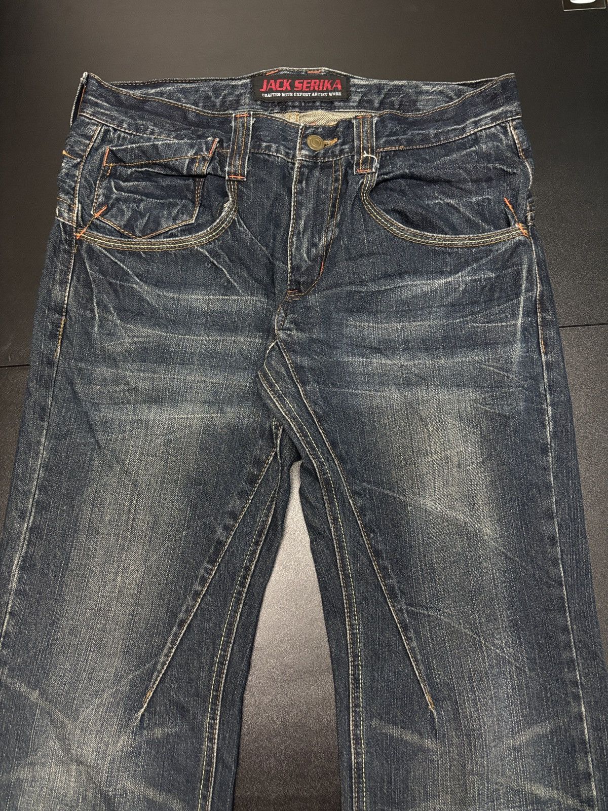 Japanese Brand Jack Serika Embroidery Wide Flare Denim Jeans Size 31" - 3 Thumbnail