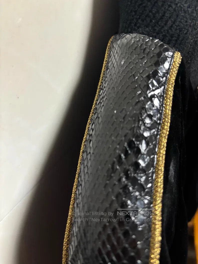 Saint Laurent Paris Saint Laurent Paris Black Velvet Snake Leather Jacket Size US M / EU 48-50 / 2 - 3 Thumbnail