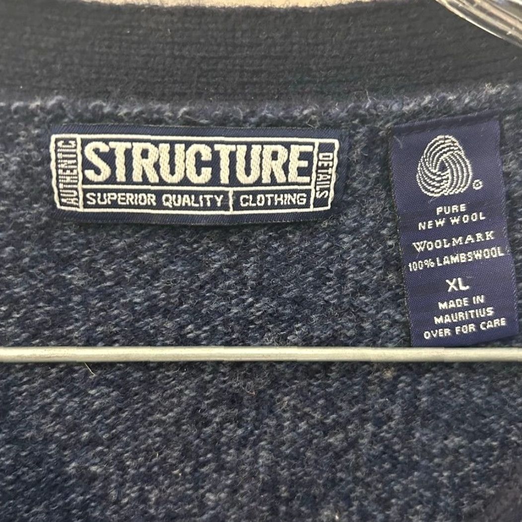 Vintage VINTAGE Authentic Structure 100% Lambswool V-Neck Blue Pullover Sweater Mens XL Size US XL / EU 56 / 4 - 2 Thumbnail