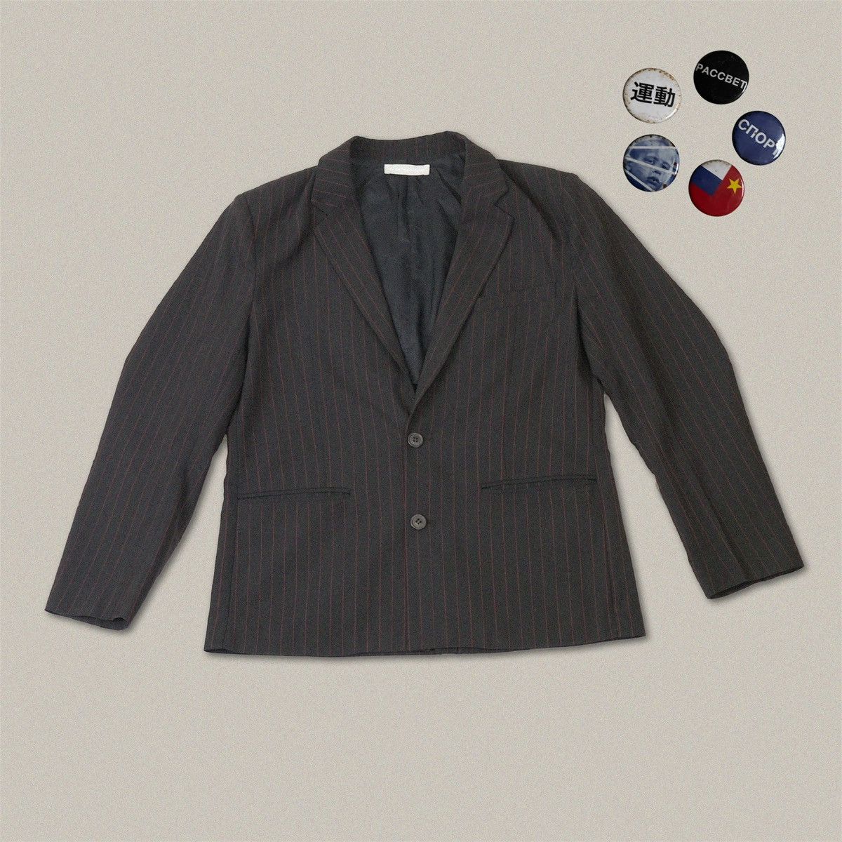 Gosha Rubchinskiy × PACCBET SS17 Striped Blazer w/ Rassvet Badges Size 46R - 3 Thumbnail