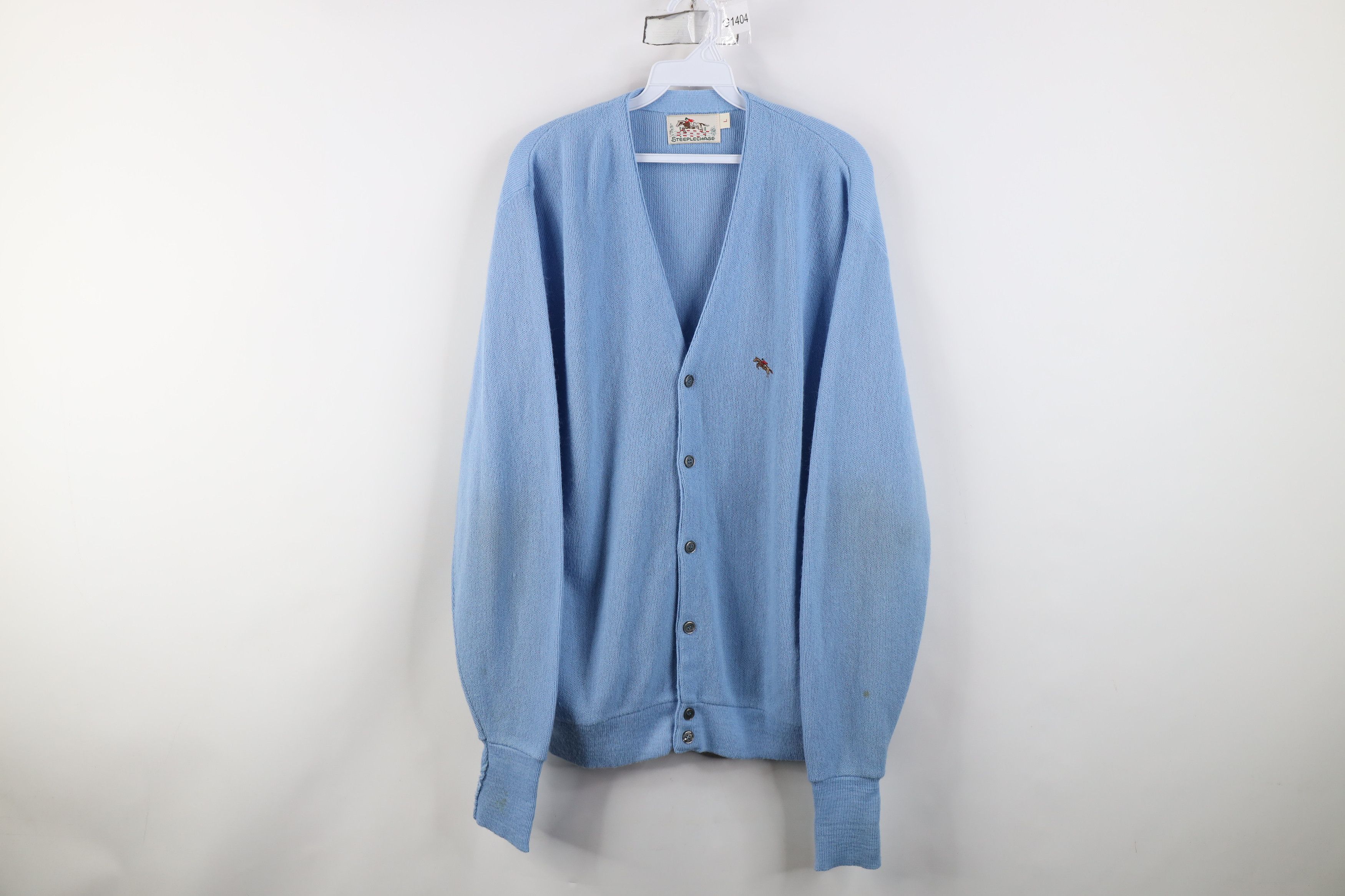 Vintage Vintage 70s Streetwear Equestrian Cardigan Sweater Blue USA Size US L / EU 52-54 / 3 - 1 Thumbnail