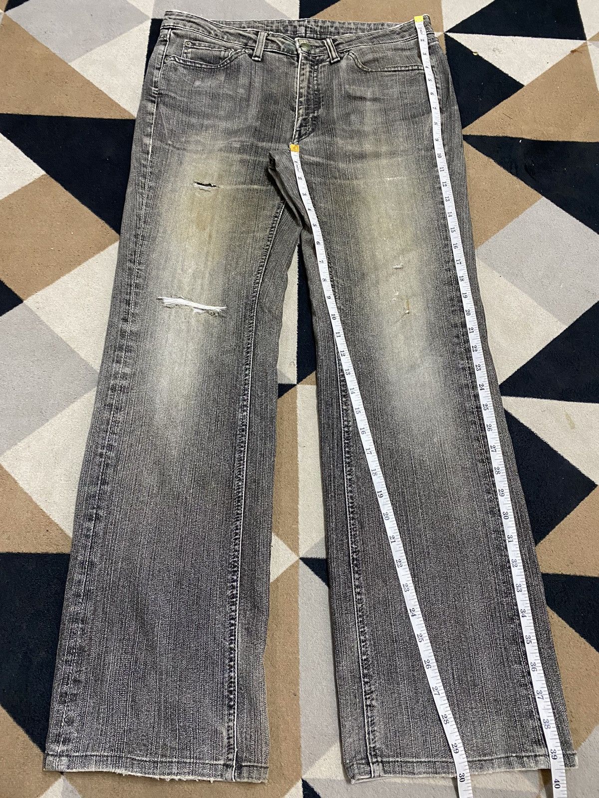 Hypebeast Vintage Japanese Brands Black Denim Distressed Flare Jeans Size US 32 / EU 48 - 20 Thumbnail