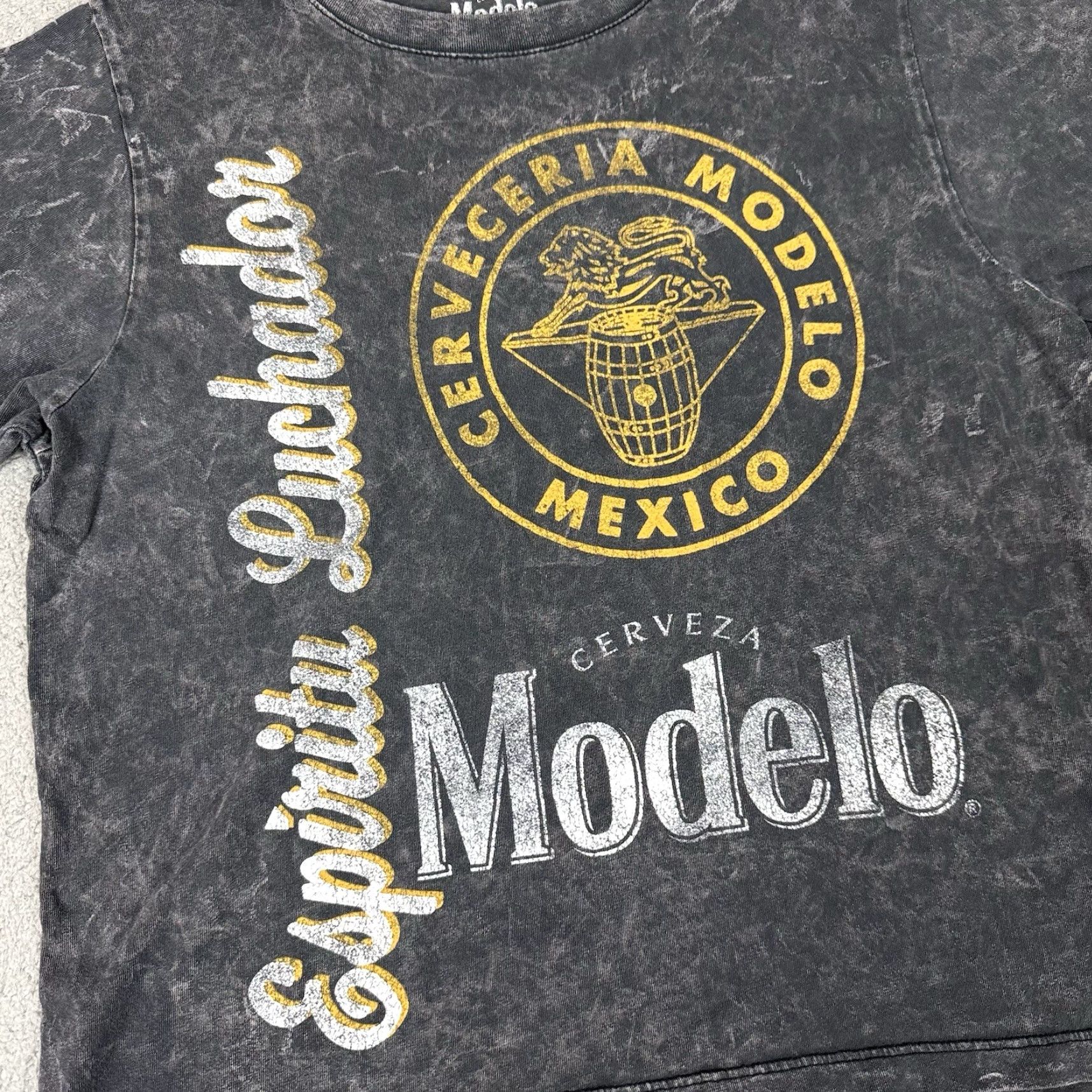 ESPIRIT VINTAGE Modelo Shirt Mens L Gray Boxy Cotton Logo Beer Sports Casual Crew Neck Short Sleeve Size US L / EU 52-54 / 3 - 2 Thumbnail
