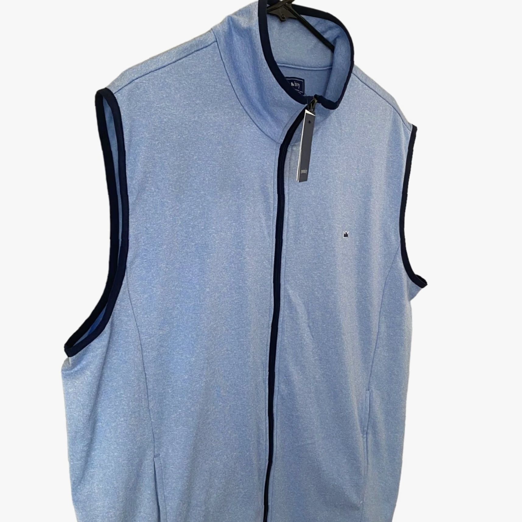 Vintage Crown & Ivy Full Zip Sports Vest Blue Men M Athletic 4-Way Stretch New Vest Size US M / EU 48-50 / 2 - 4 Thumbnail