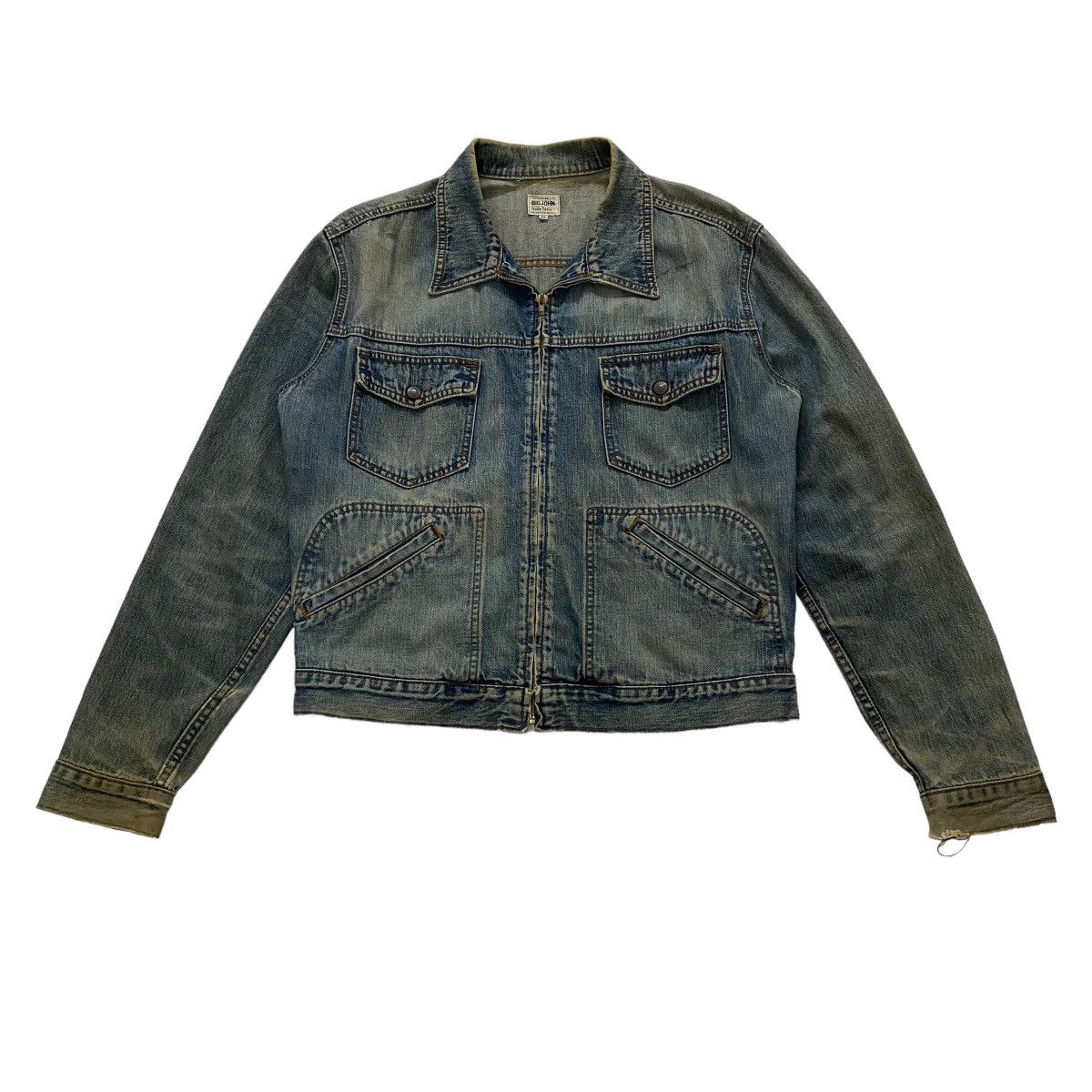 image of Vintage Big John Denim Jacket in Blue Denim, Men's (Size Medium)