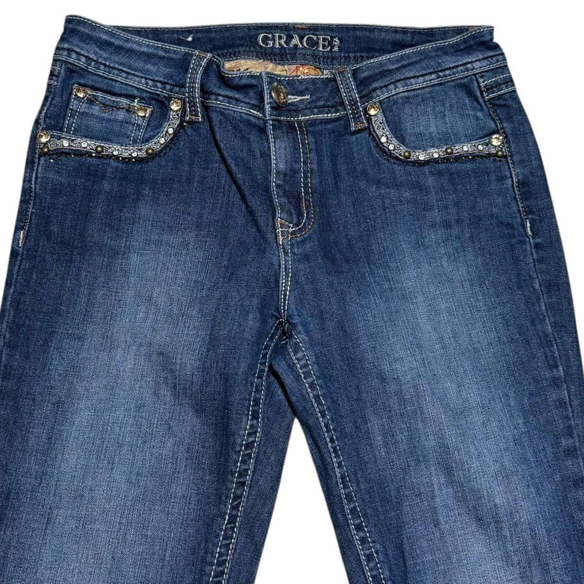 Grace in LA Grace in LA Rhinestone Pockets Jeans Women’s 8 (31x33.5) Size 31" - 5 Thumbnail