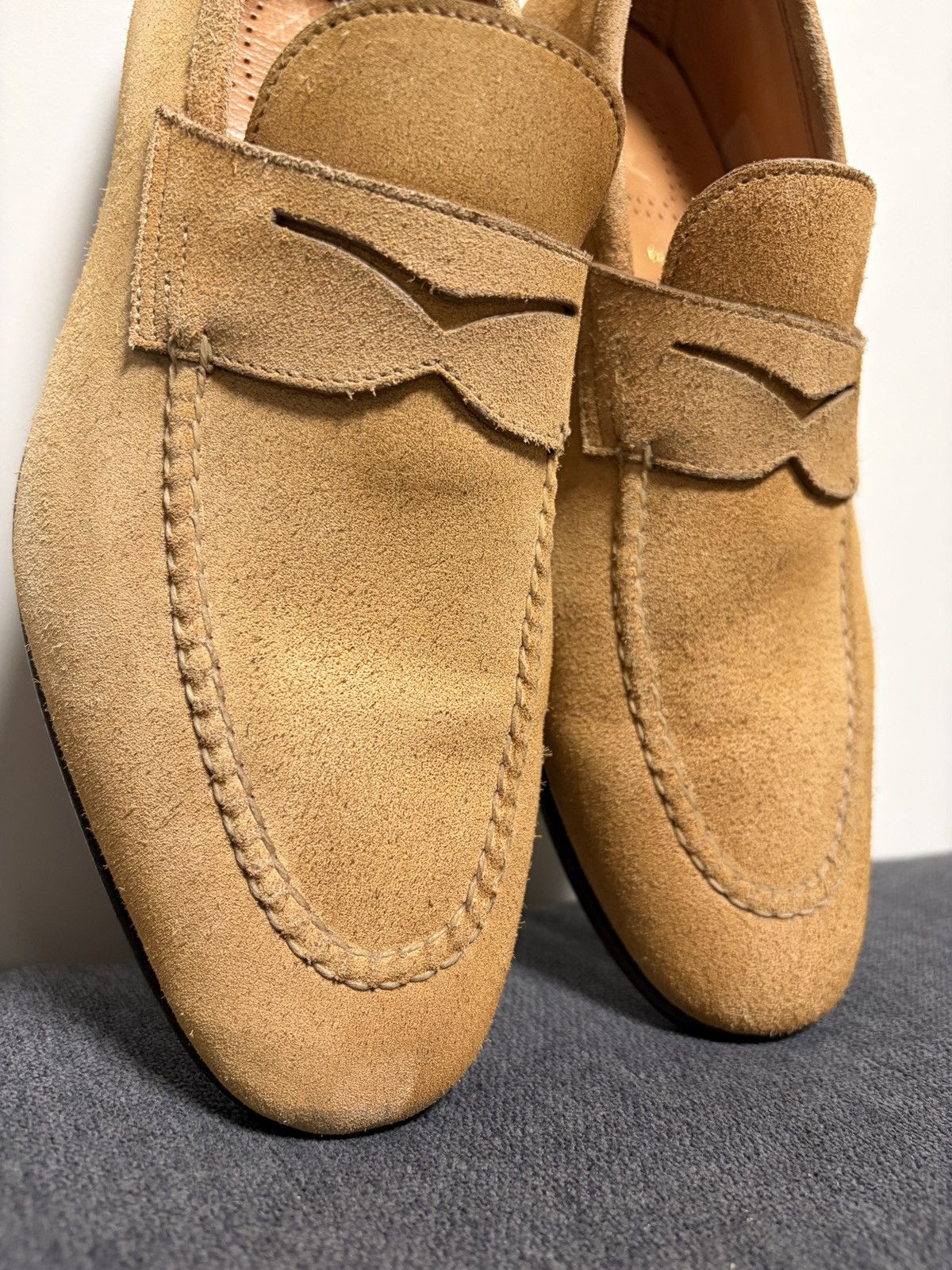 Santoni Santoni Suede Beige Loafers Size US 6.5 / EU 39-40 - 10 Thumbnail