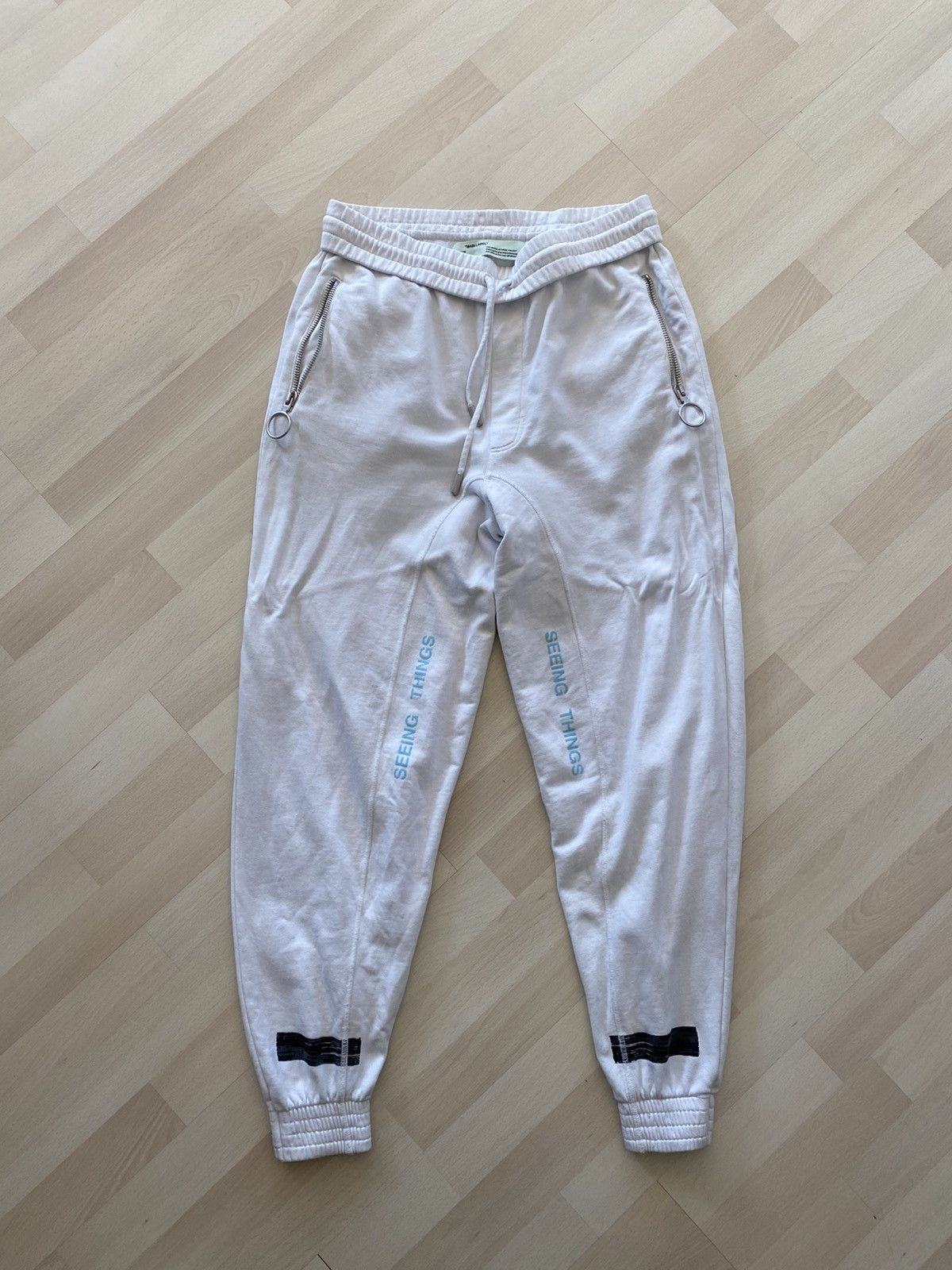 Off-White Off-White White Logo Jogger Sweatpants Size US 33 - 1 Thumbnail