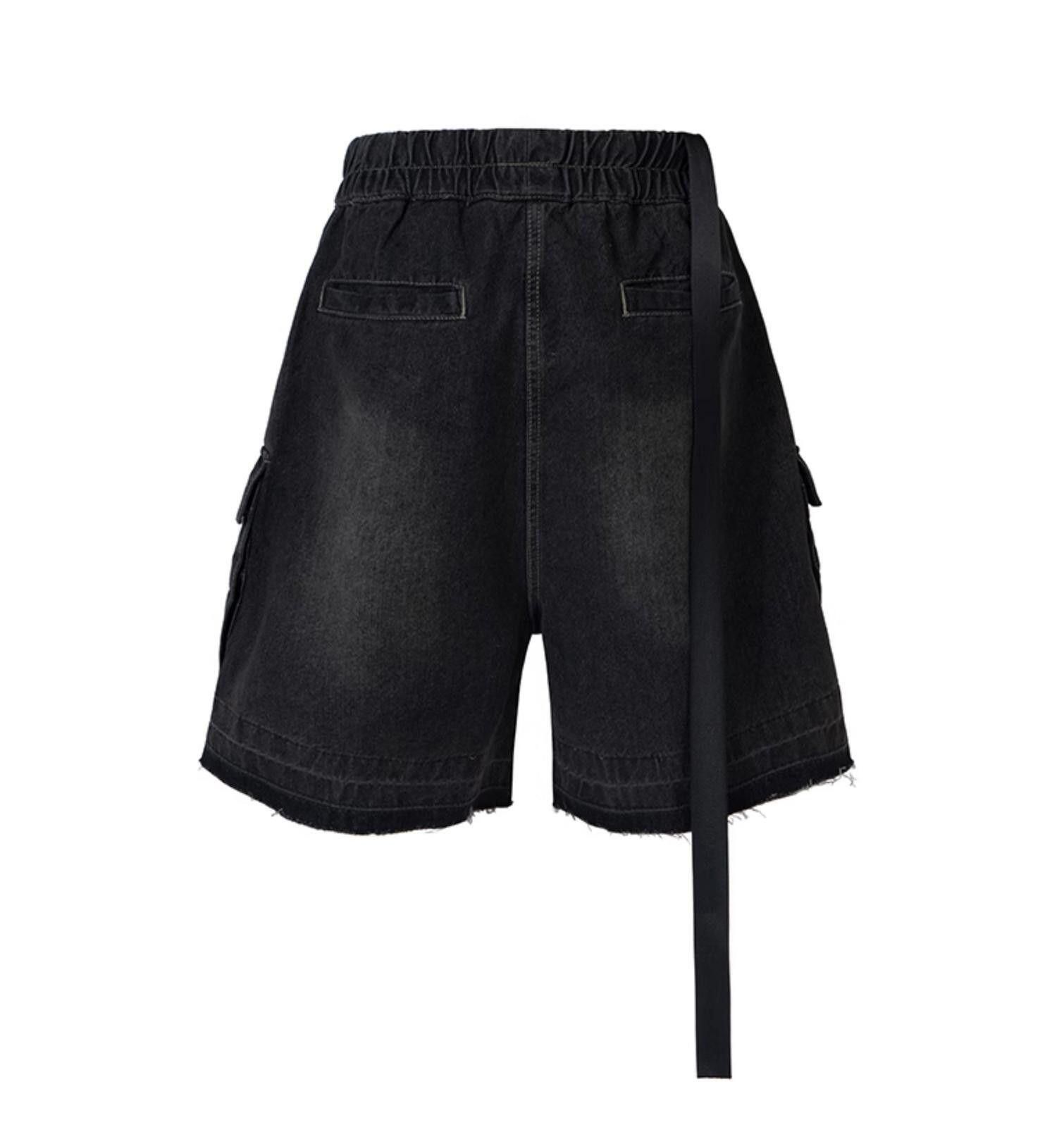 Other Black Cargo Denim Shorts with Elastic Waistband Size US 28 / EU 44 - 7 Thumbnail