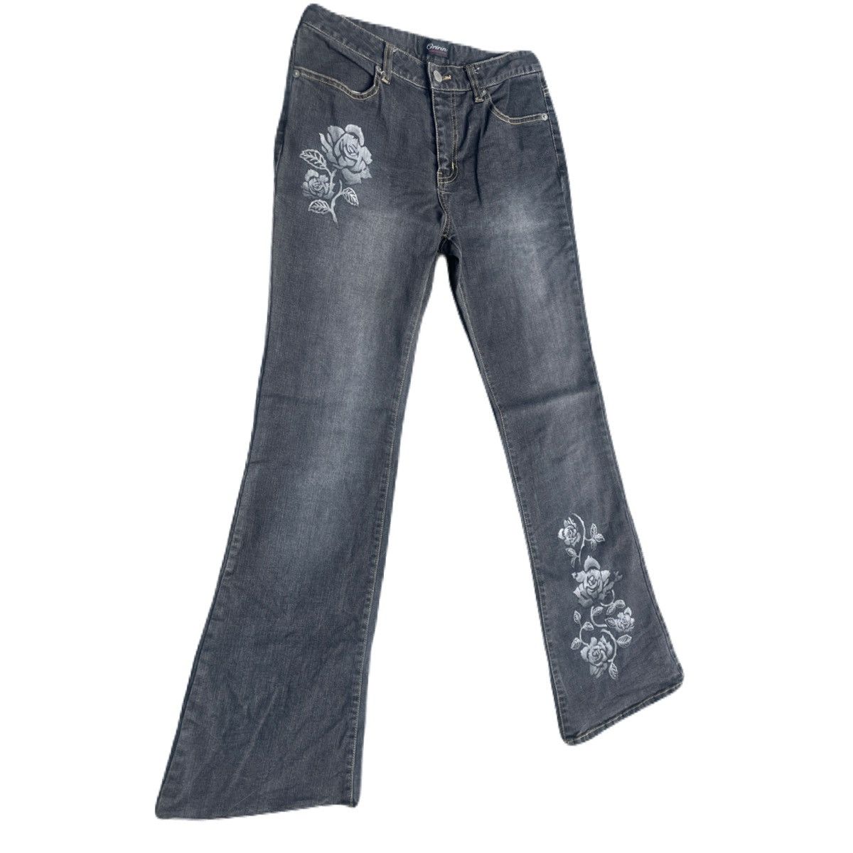 If Six Was Nine 2000s Japanese archive Vkei Flared Floral Dark-Wash Jeans Size US 28 / EU 44 - 3 Thumbnail