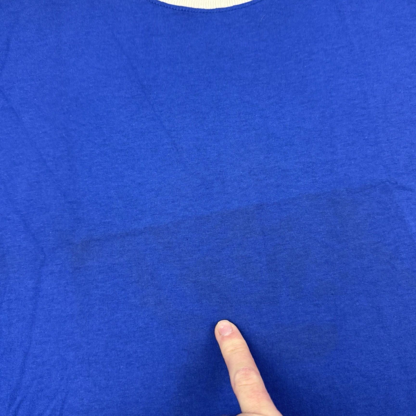 Jerzees VINTAGE Jerzees Blank T Shirt Adult Large NWOT Collar Made In USA Hipster 90s USA Classic Mens Shirt Blue Cotton Short Sleeve Size US L / EU 52-54 / 3 - 3 Thumbnail