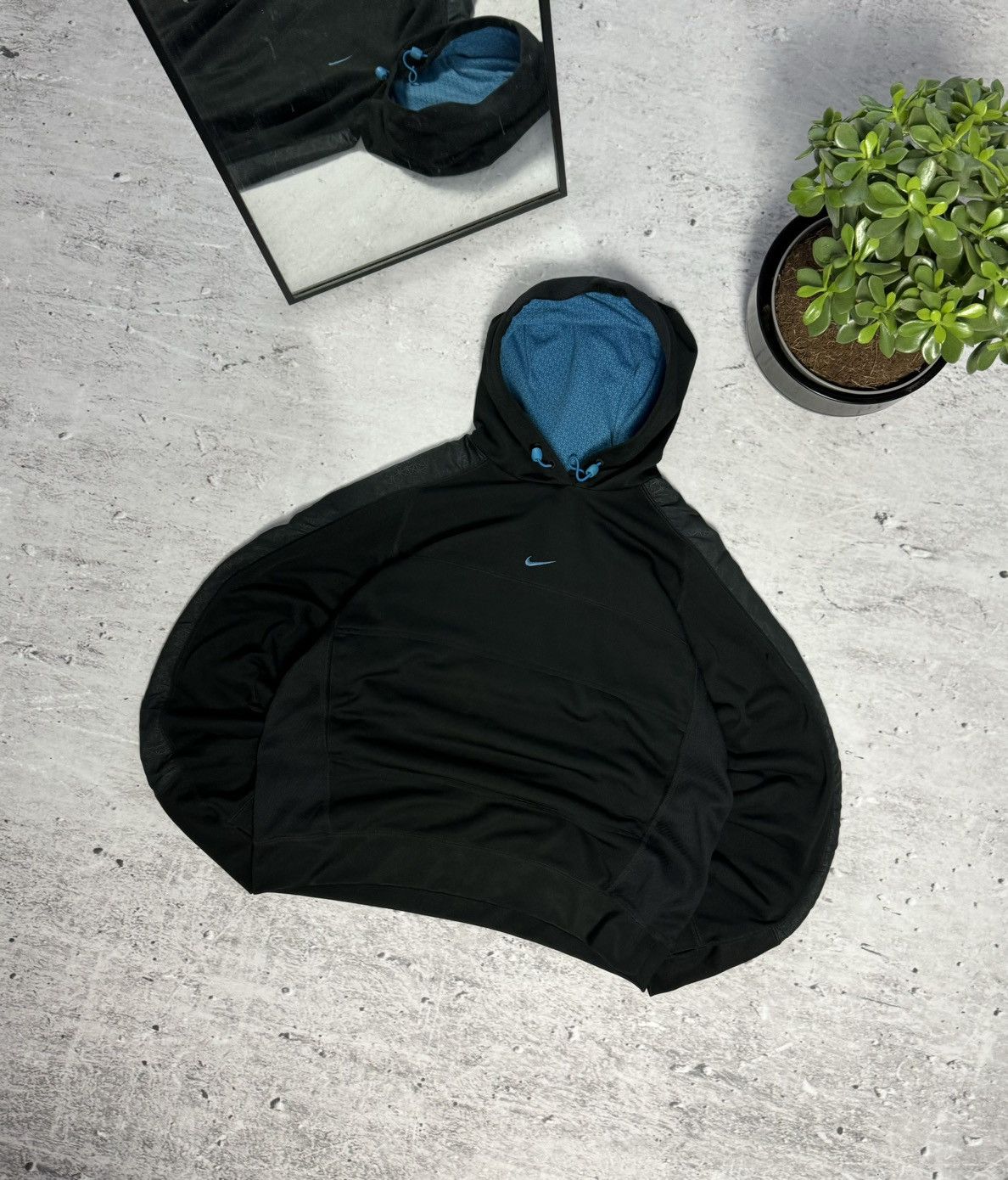 00s Nike Vintage Center Swoosh Oversize Hoodie Y2K Drill