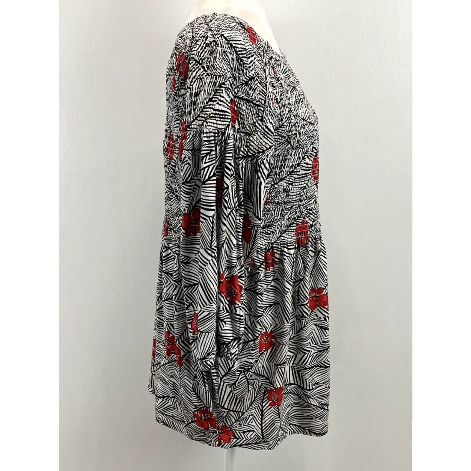J. Jill J. Jill Floral Peasant Blouse Medium Multicolor 3/4 Sleeve Off Shoulder Tunic Top Women Size L / US 10 / IT 46 - 4 Thumbnail