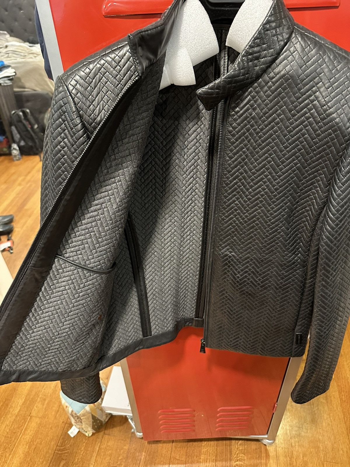 Emporio Armani Black lamb leather geometric jacket Size US M / EU 48-50 / 2 - 7 Thumbnail