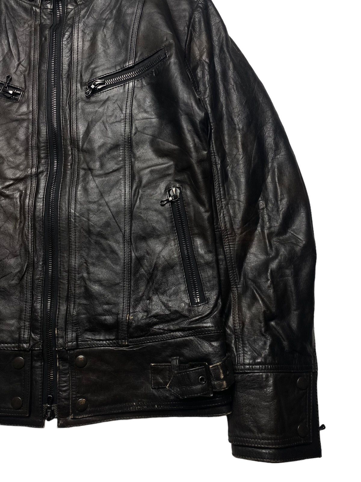 Japanese Brand 2000s Shellac - Burned Leather Biker Jacket Size US M / EU 48-50 / 2 - 6 Thumbnail