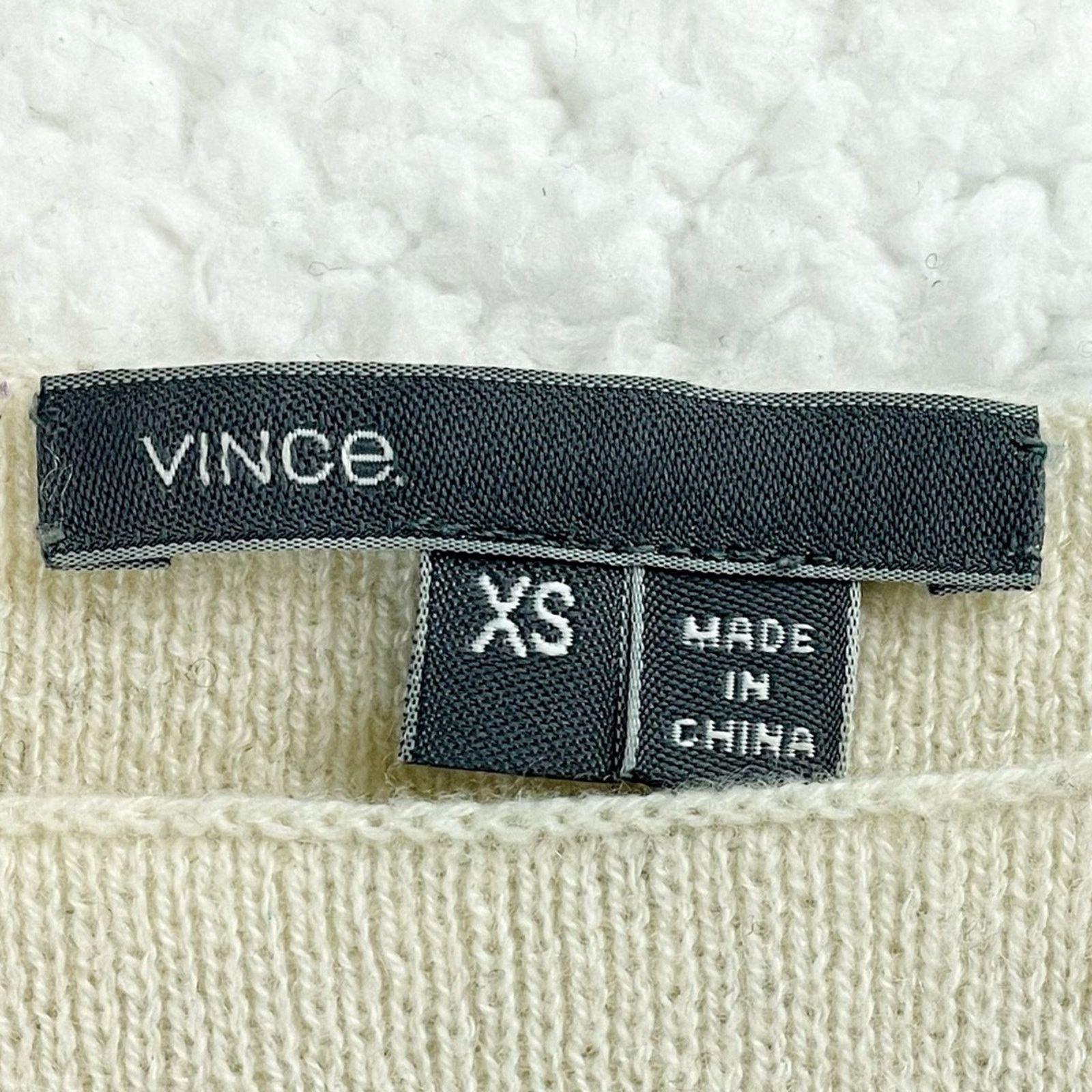 Vince VINCE • Cream/Grey Wool-Cashmere Oversized Knit Sweater Size XS / US 0-2 / IT 36-38 - 12 Thumbnail