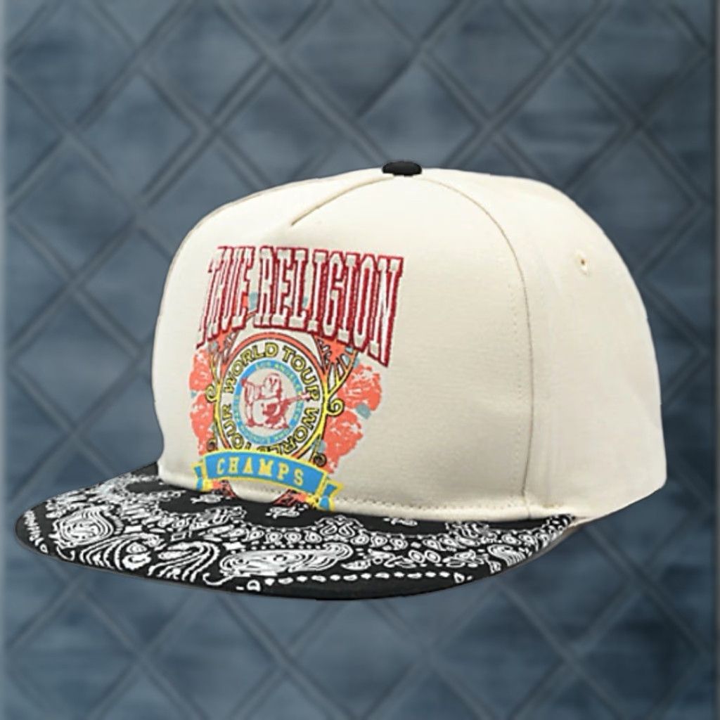 True Religion True Religion Hat Snap Back Cap Champs Tan Black Paisley Brim Men’s Adjustable Size ONE SIZE - 1 Thumbnail