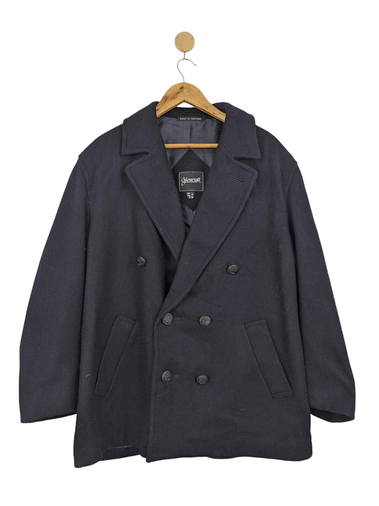 image of Avant Garde x Gloverall Vintage Gloverall Double Breasted Blazer Jacket in Dark Blue (Size XS)