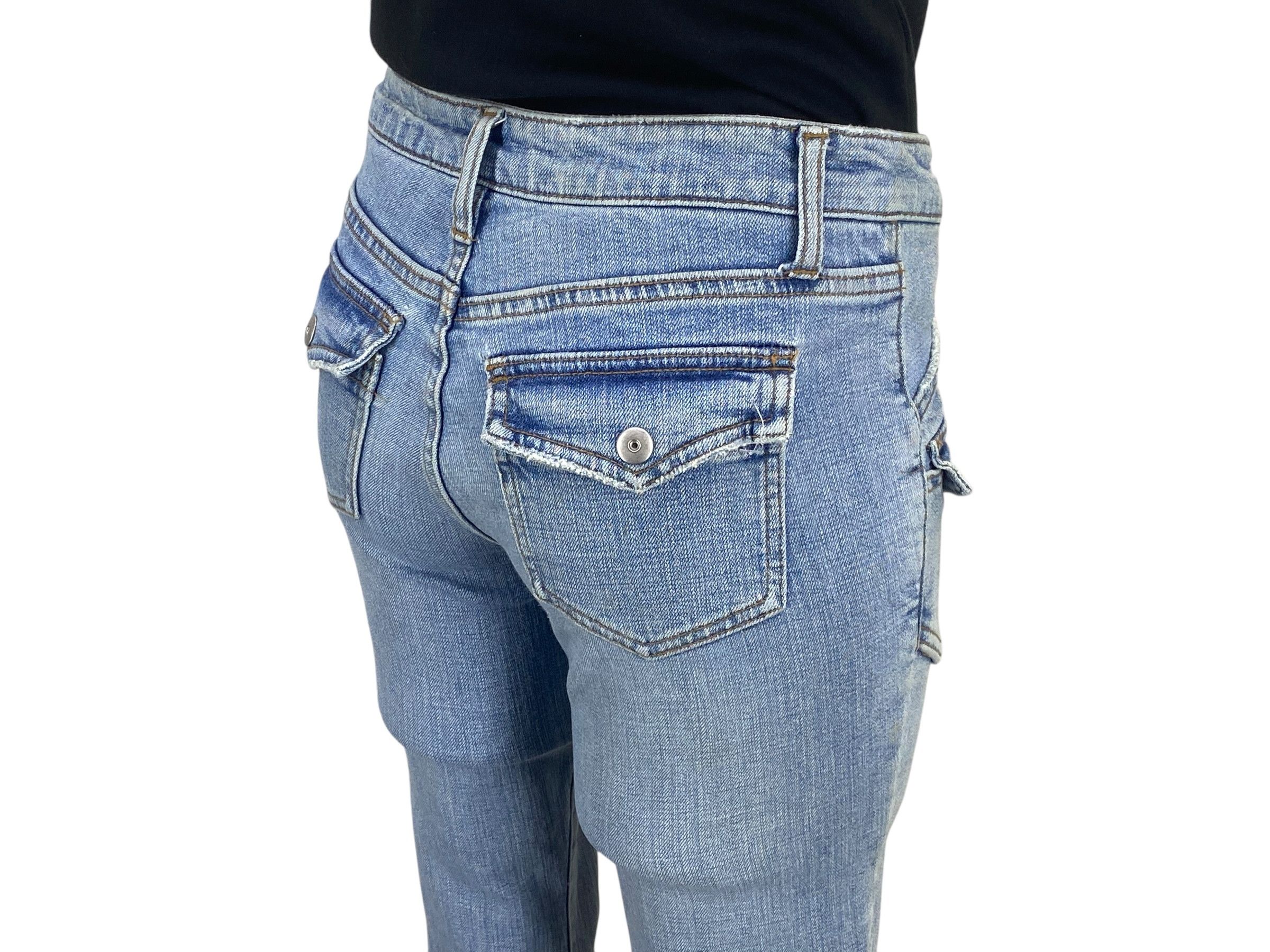 Japanese Brand Y2K Low Rise Flare Japanese Bootcut Light Wash Women Jeans Size 24" / US 00 / IT 34 - 6 Thumbnail