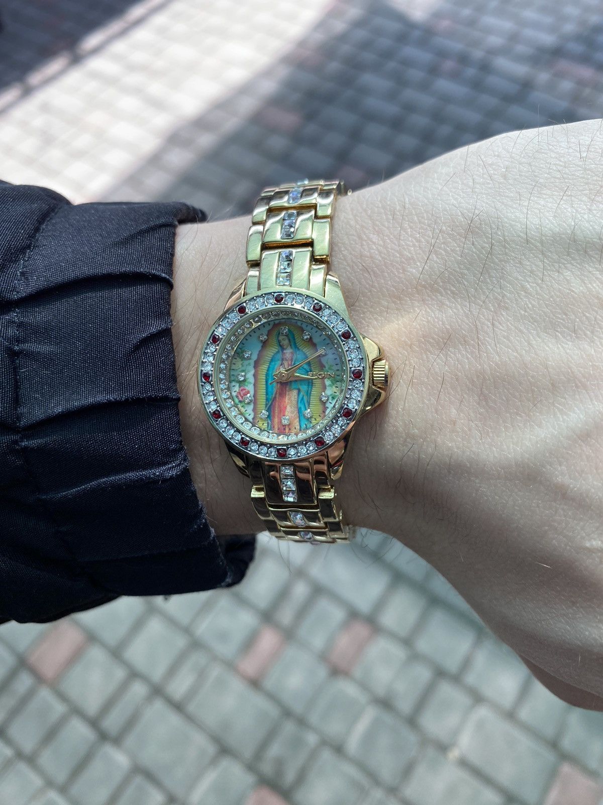 Japanese Brand × Jewelry × Vintage Unique Elgin Watch Virgen de Guadalupe, Gold, Stunning Size ONE SIZE - 3 Thumbnail