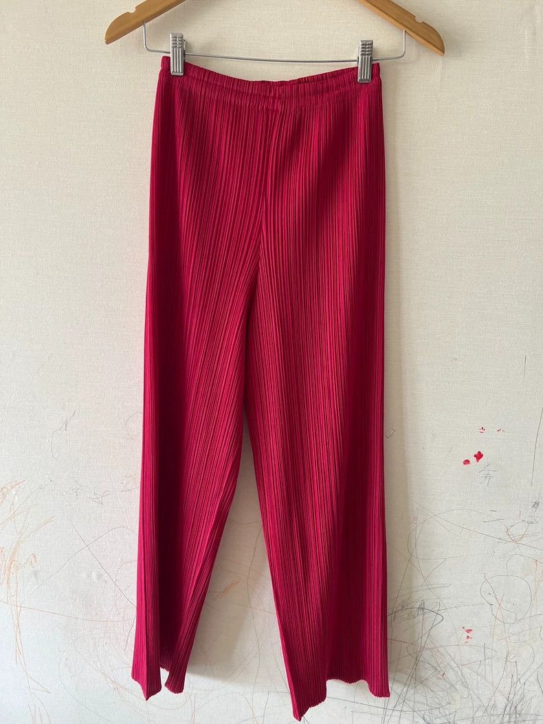 Issey Miyake issey miyake size:1 Rose red straight-leg pants Size 42" / US 20 - 2 Thumbnail