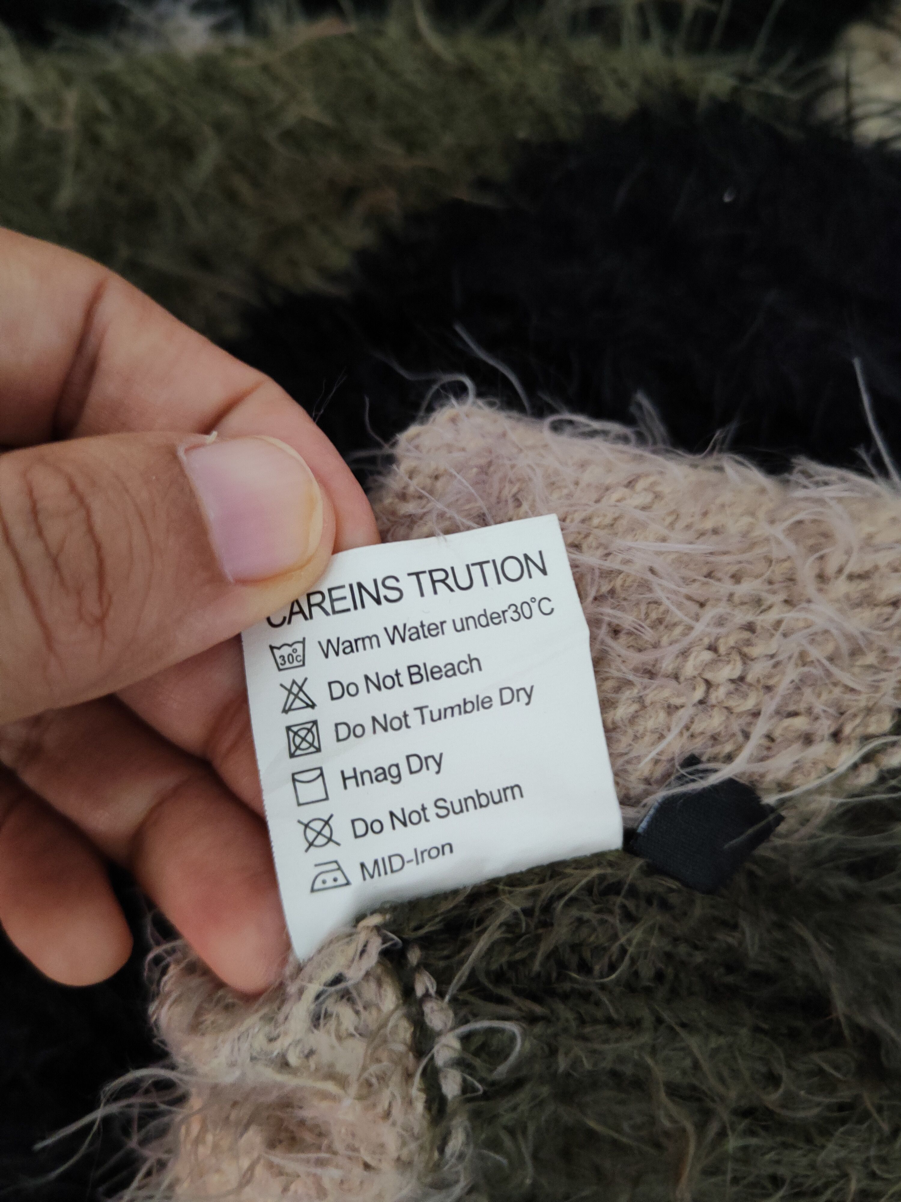 Homespun Knitwear Q.F.M Black Olive Shag Shaggy Fur Mohair Knitwear #S1975 Size XL / US 12-14 / IT 48-50 - 11 Thumbnail