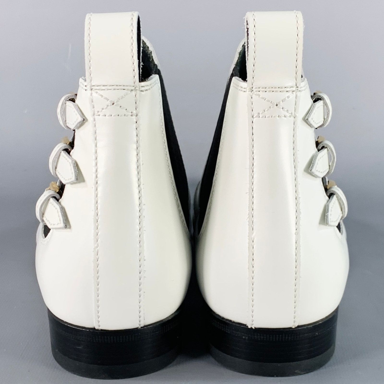 Gucci White Black Gold Leather Pointed Toe Pull On Ankle Boots Size US 8 / IT 38 - 4 Thumbnail