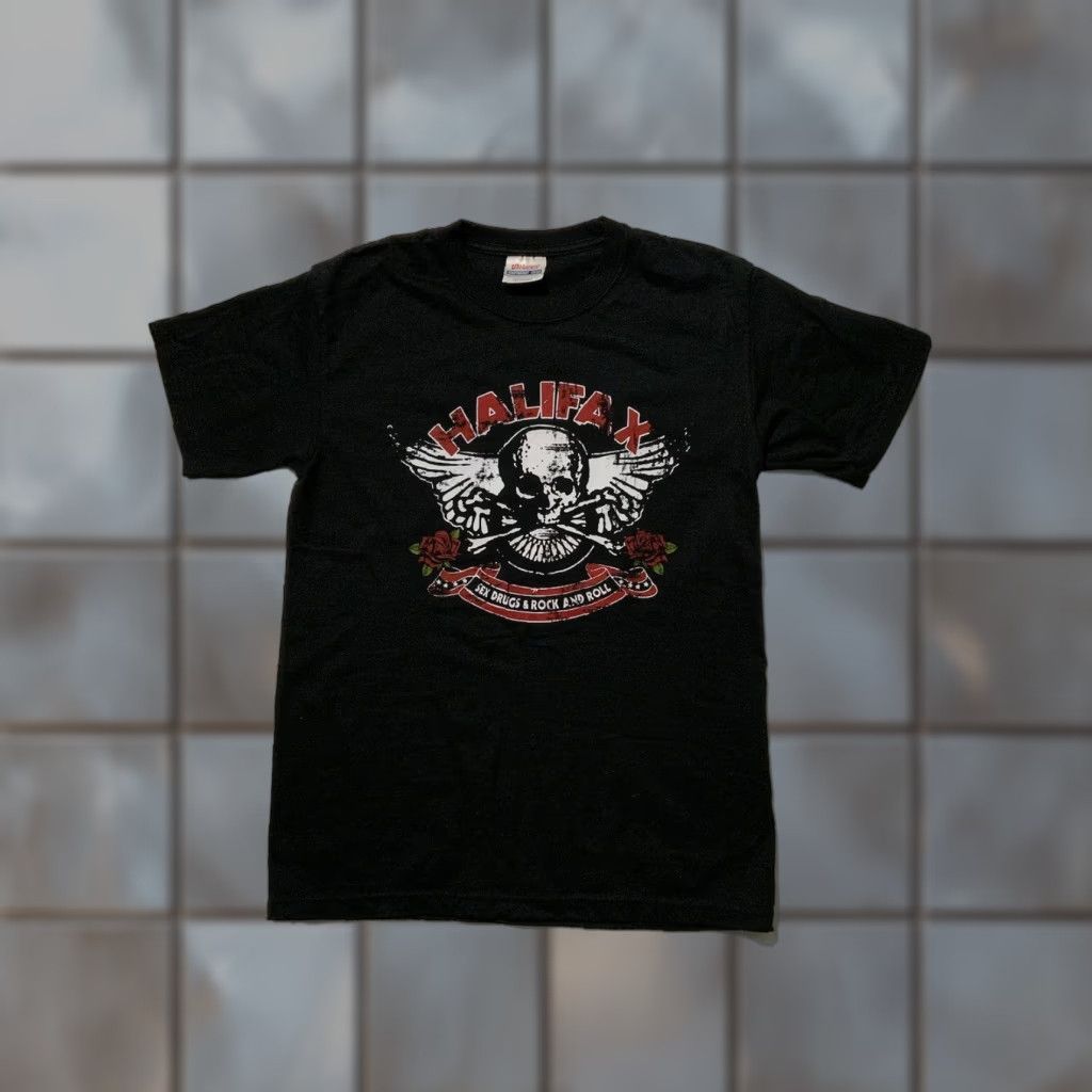 Hanes VINTAGE Y2K 2000s Halifax Sex Drugs Rock & Roll Skull Pop Punk Rock Band T-Shirt S Mens Black Skull Pop Punk Rock Band T-Shirt S Size US S / EU 44-46 / 1 - 1 Thumbnail