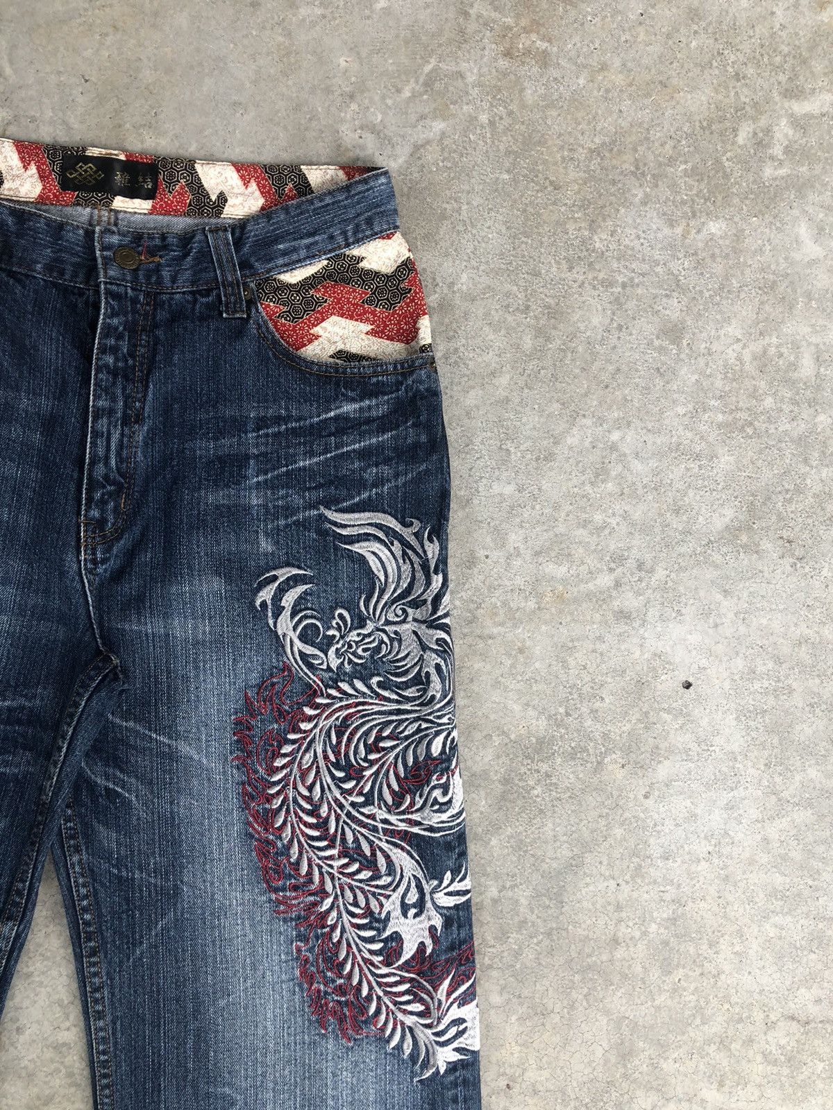 Japanese Brand Japanese Phoenix Embroidered Jeans Multipocket Distressed Size US 30 / EU 46 - 5 Thumbnail