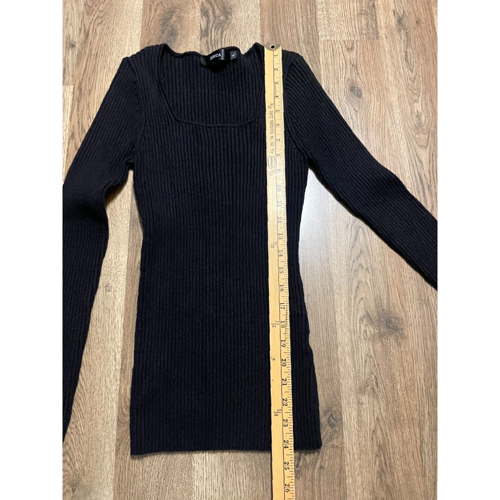 Vintage Zesica Shirt Women's L Black Long Sleeve Knit Square Neck T-Shirt Casual Modern Basic Smooth Vintage: No (but vintage no not allowed). Size L / US 10 / IT 46 - 4 Thumbnail