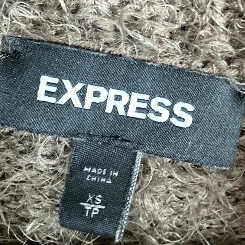 Express Express Sweater Brown Cowl Neck Long Sleeve XS Women's Fluffy Knit Pullover Size XS / US 0-2 / IT 36-38 - 6 Thumbnail