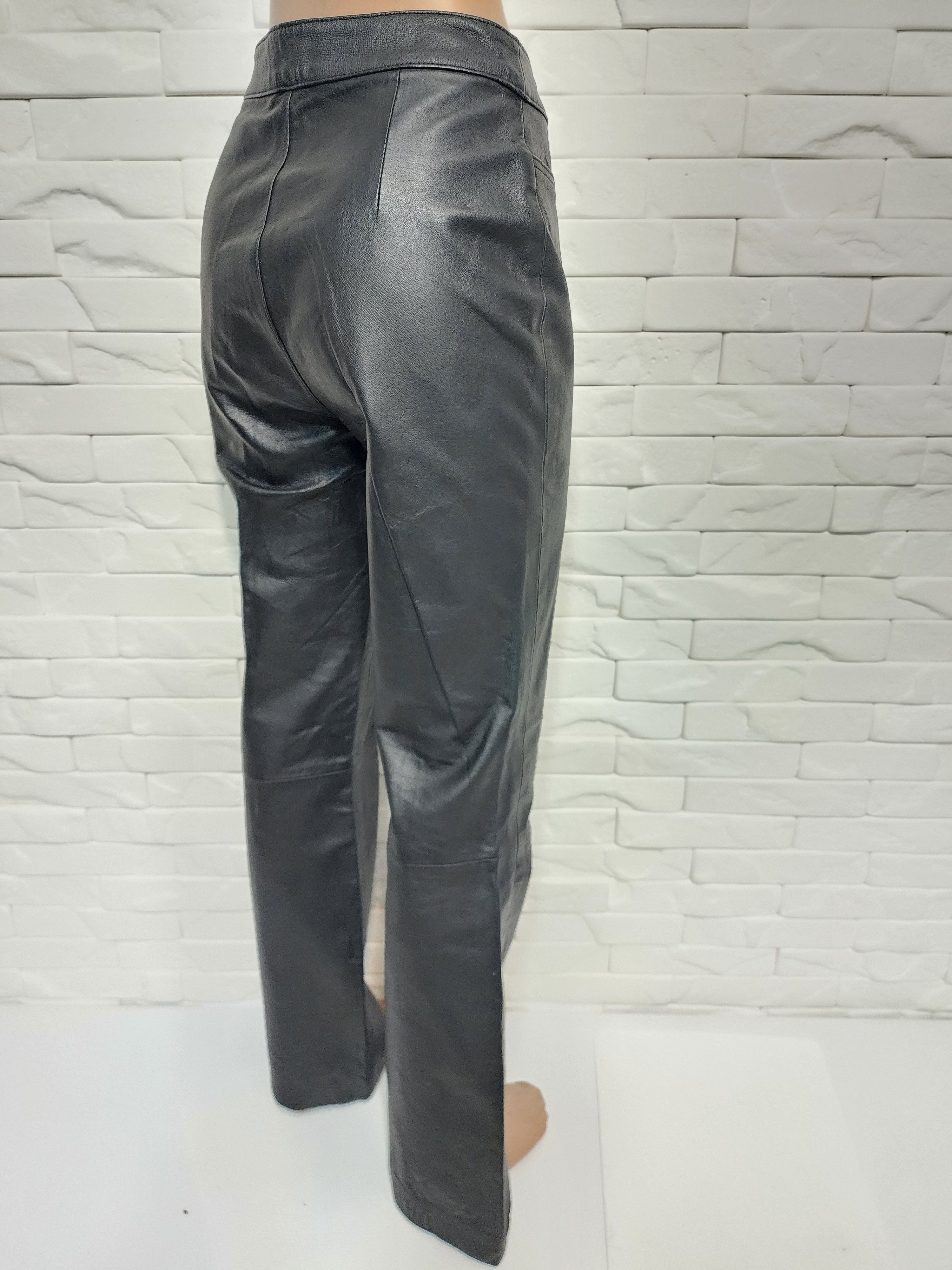 Genuine Leather Black Leather Pants: Women's Genuine Leather Trousers Size 27" / US 4 / IT 40 - 6 Thumbnail