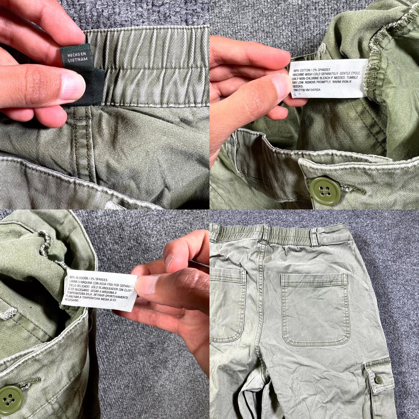 Vintage Wild Fable Cargo Pants Women M Olive Green Cotton Utility Pockets Hiking Camping Size 32" / US 10 / IT 46 - 9 Thumbnail