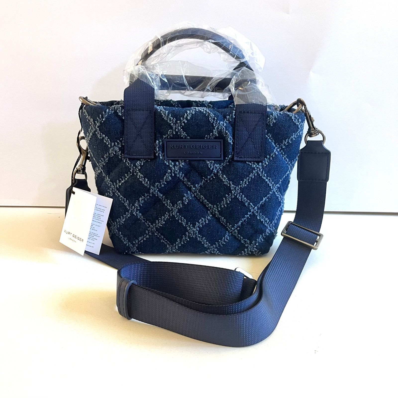 Kurt Geiger Kurt Geiger NWT, Denim Navy Blue, Quilted Tote Bag Size ONE SIZE - 8 Thumbnail