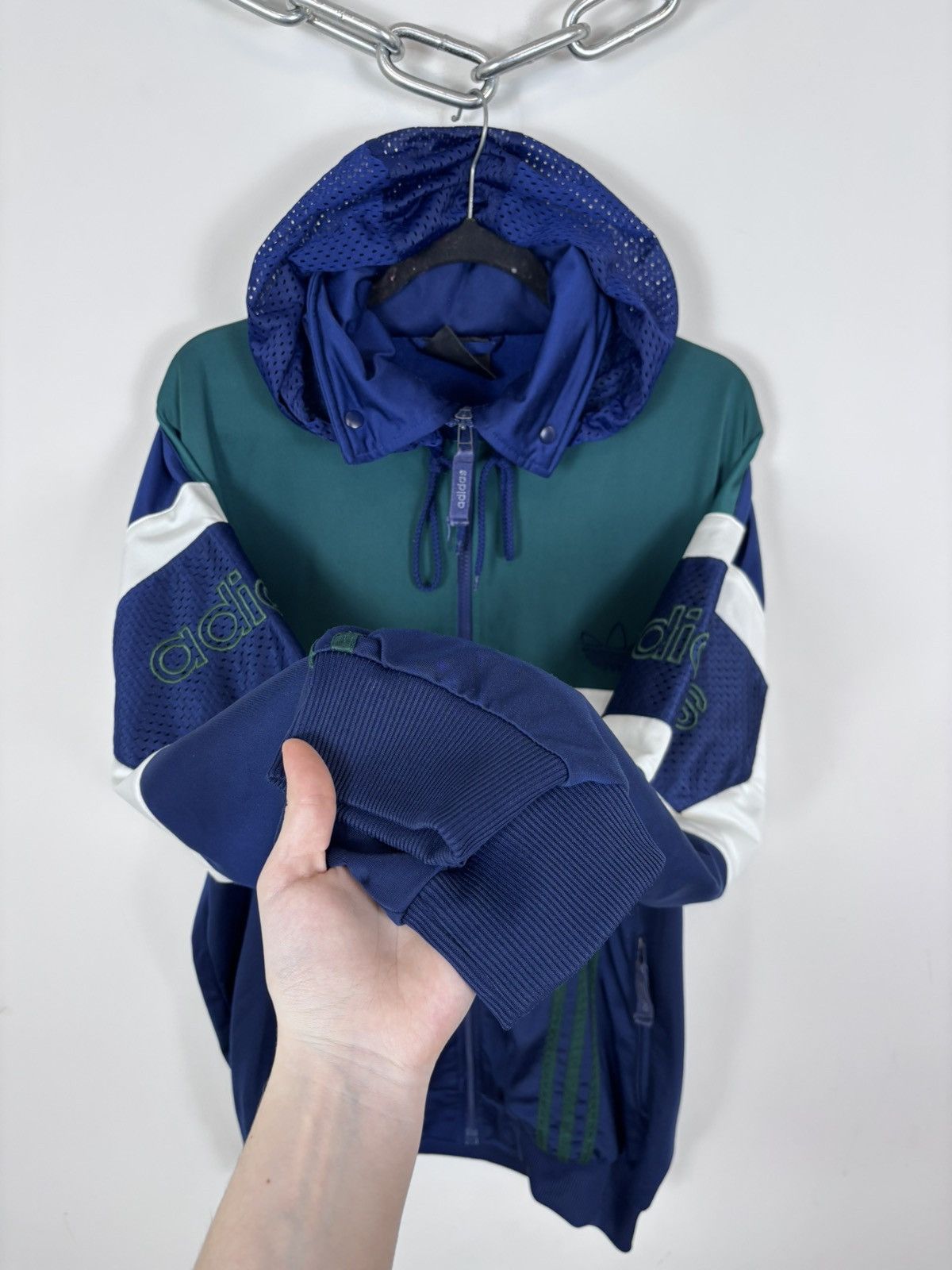 Adidas Vintage 1990s Adidas Big Logo Retro Hooded Track Jacket Size US XL / EU 56 / 4 - 10 Thumbnail
